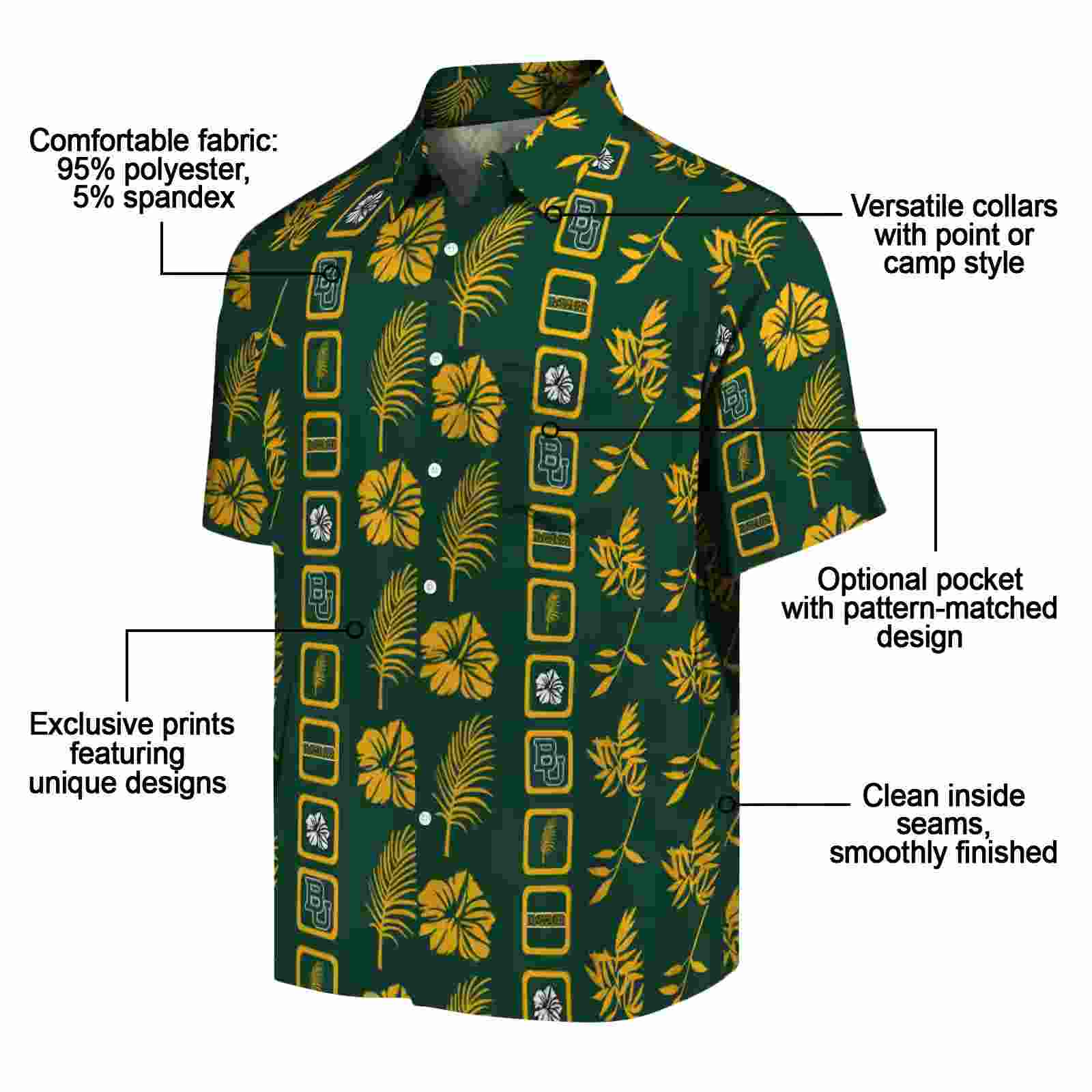 baylor bears framed floral green hawaiian shirt new arrival