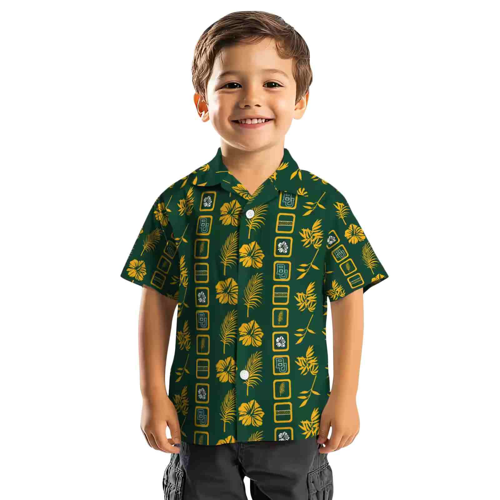 baylor bears framed floral green hawaiian shirt top rated