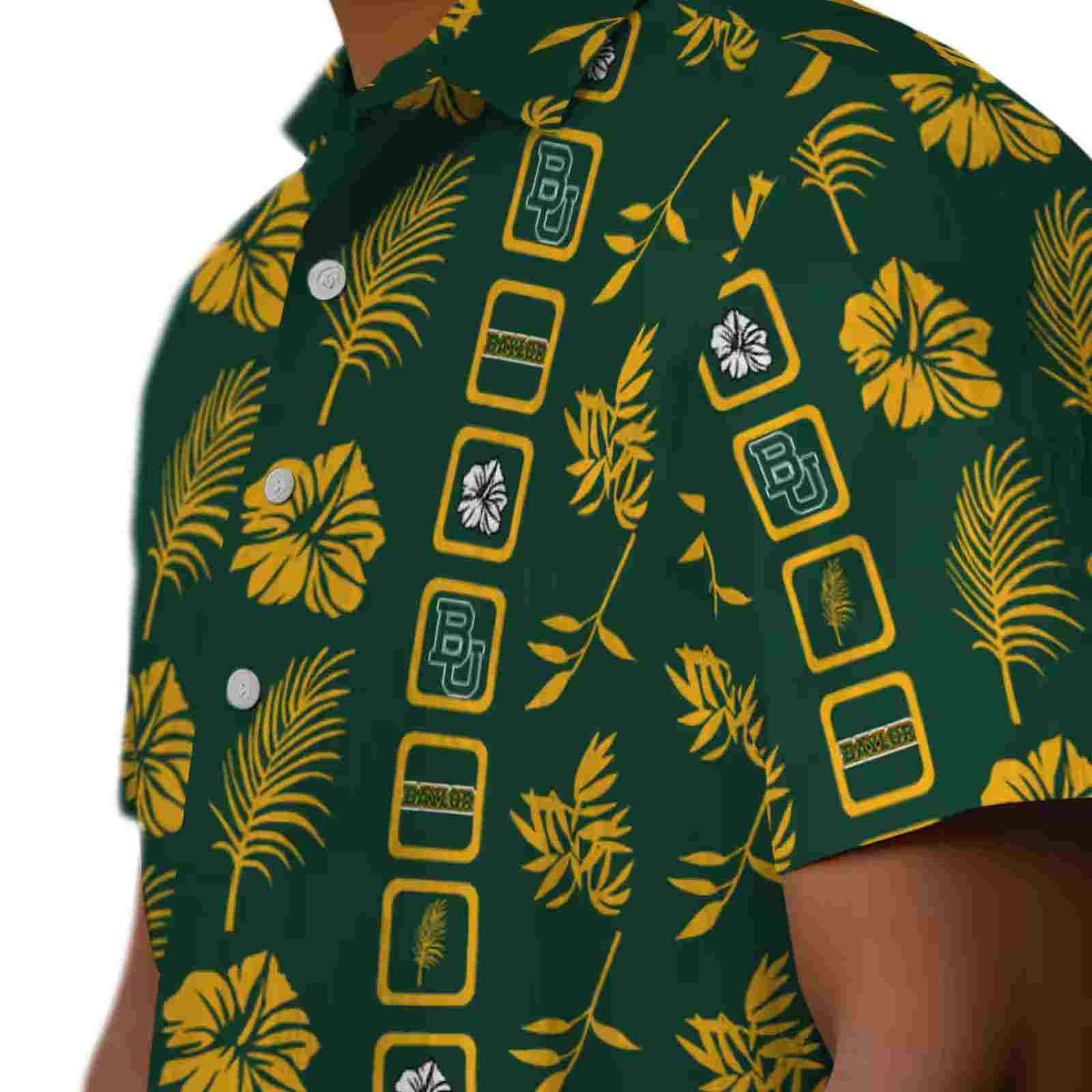 baylor bears framed floral green hawaiian shirt trendy