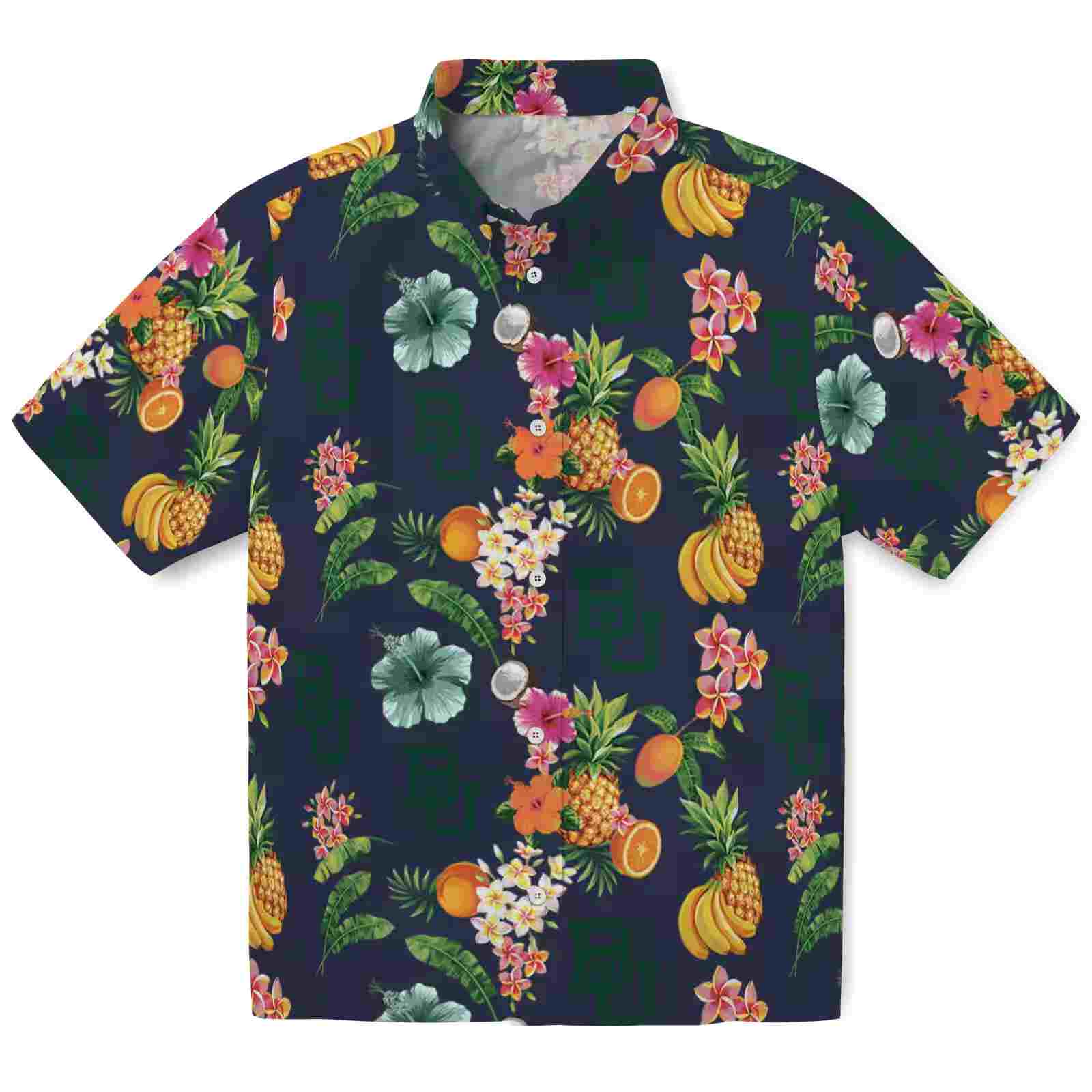 Baylor Bears Hibiscus And Fruit Navy Blue Hawaiian Shirt