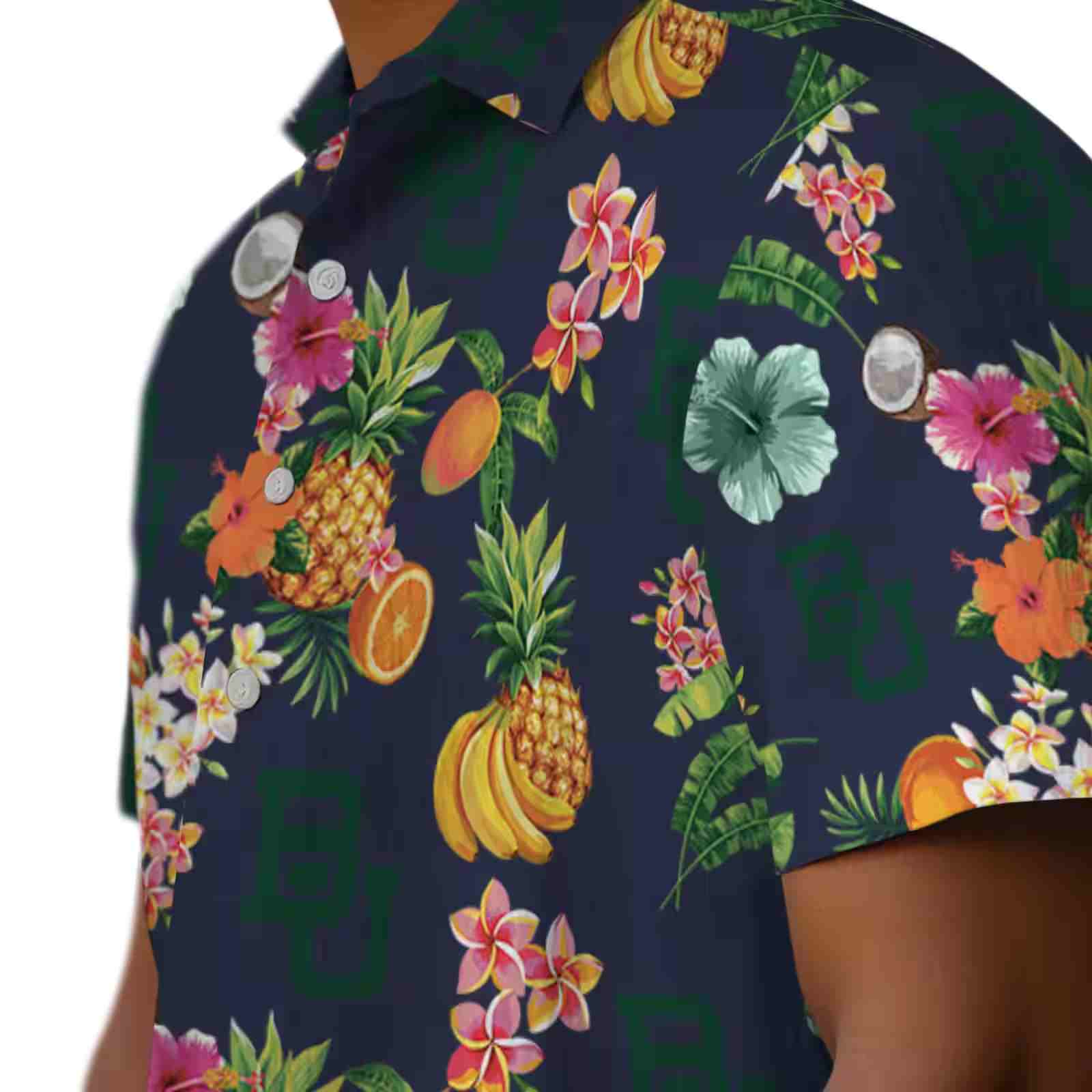 baylor bears hibiscus and fruit navy blue hawaiian shirt trendy