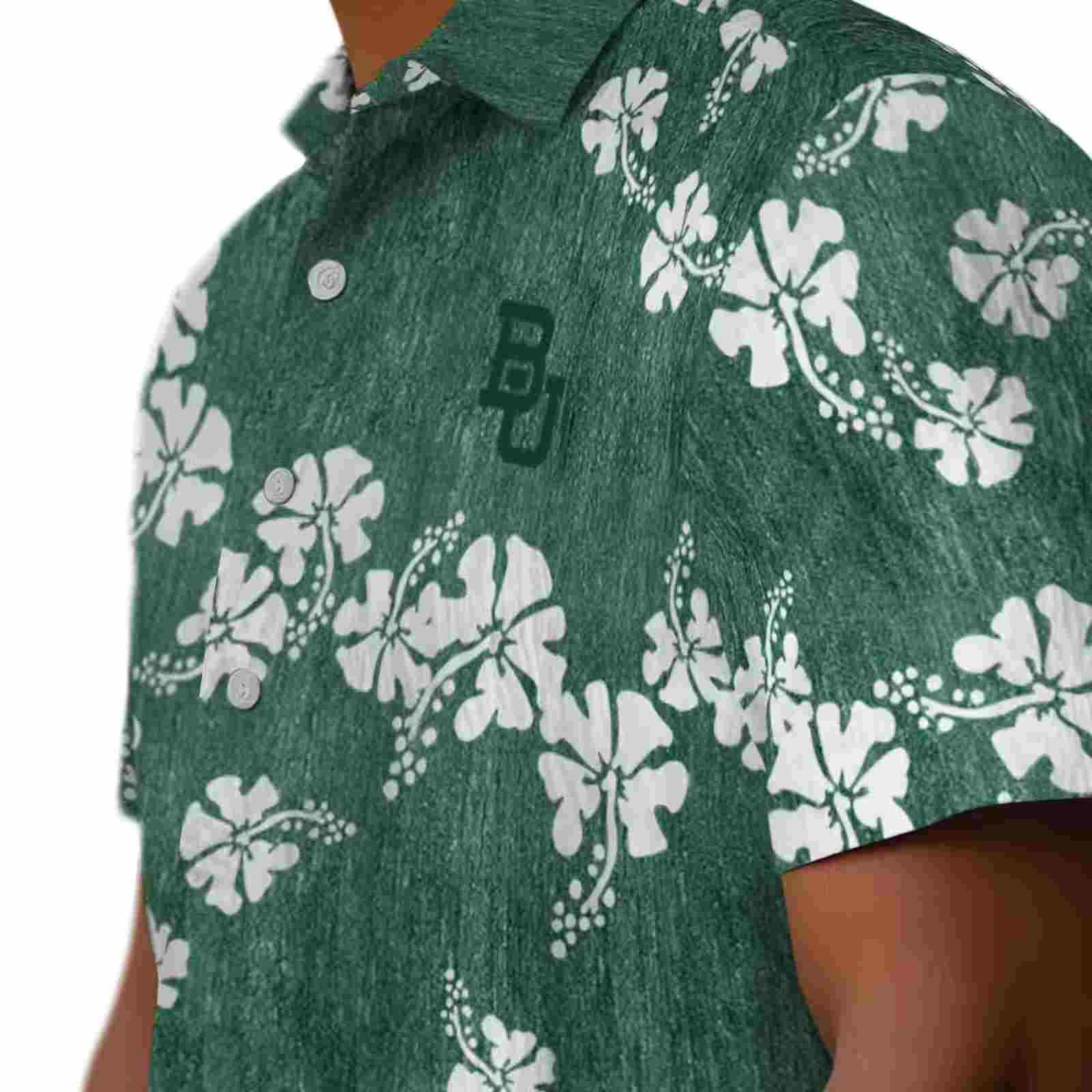 baylor bears hibiscus clusters green hawaiian shirt trendy