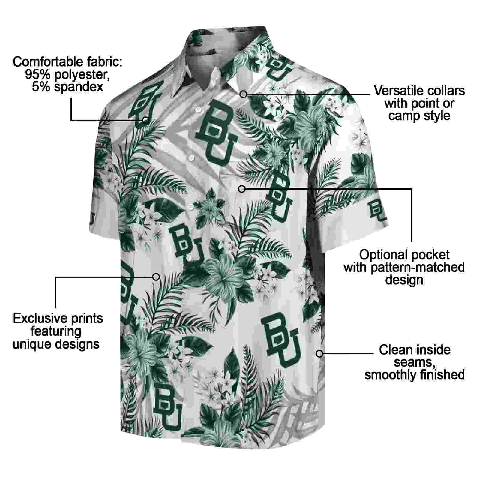 baylor bears hibiscus palm leaves green white hawaiian shirt new arrival