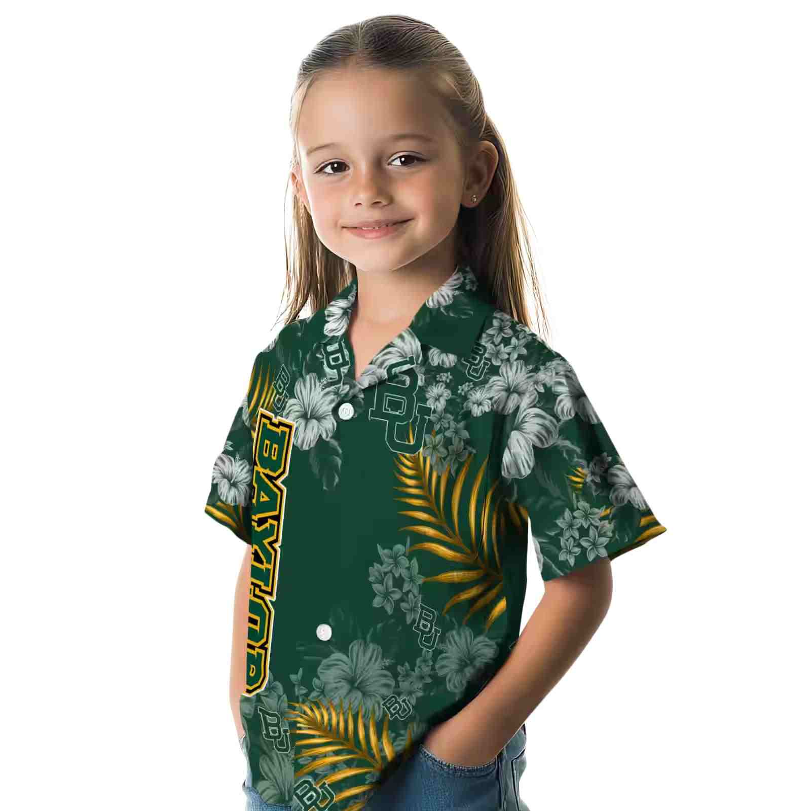 baylor bears hibiscus print green hawaiian shirt premium grade