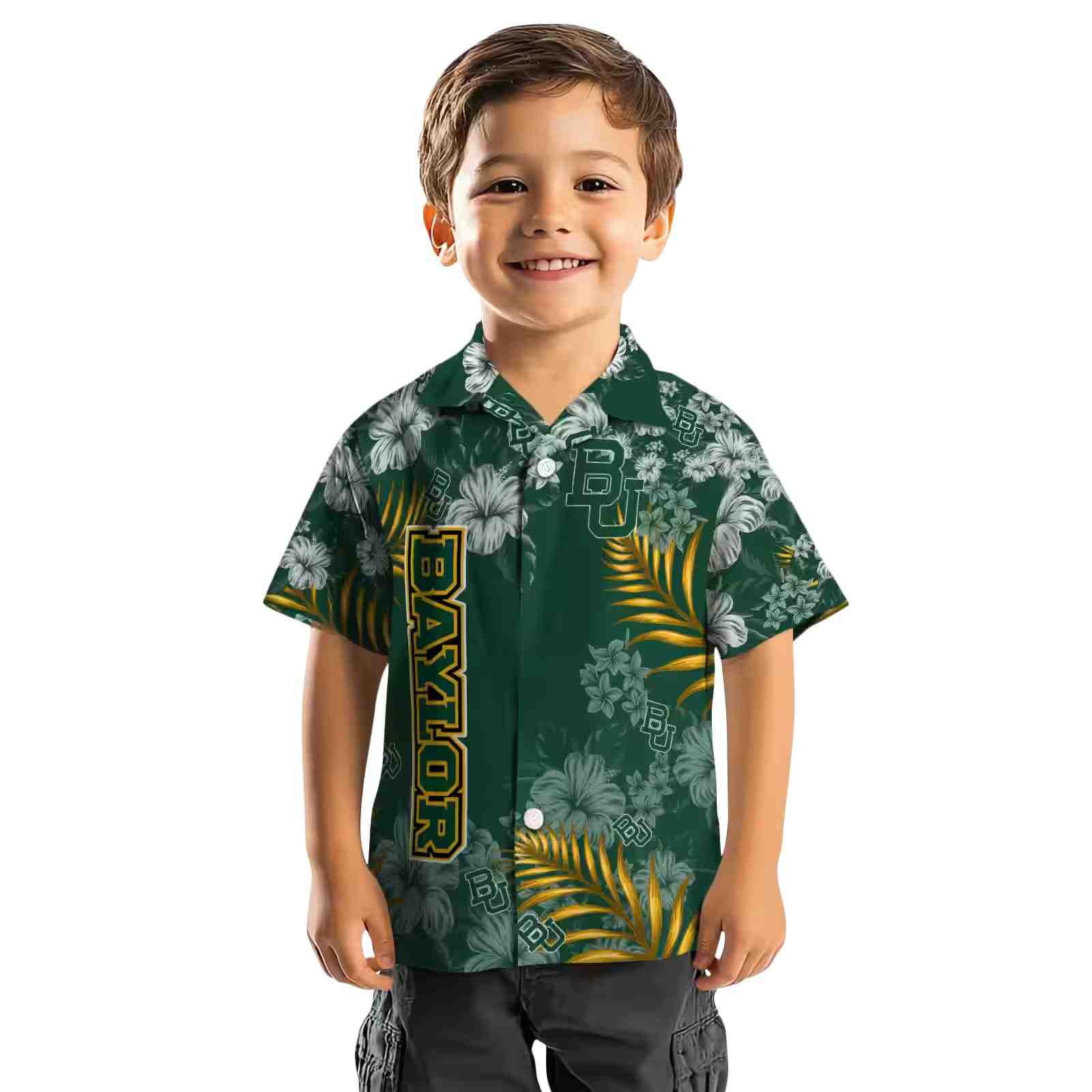 baylor bears hibiscus print green hawaiian shirt top rated