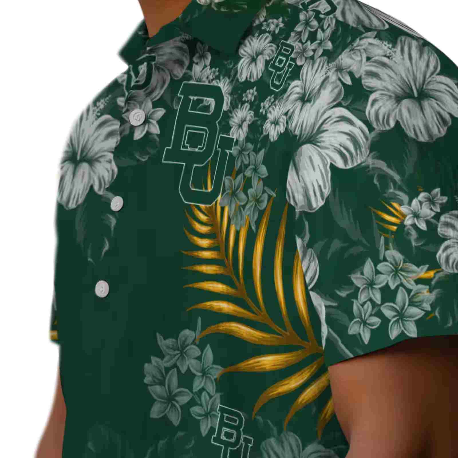 baylor bears hibiscus print green hawaiian shirt trendy