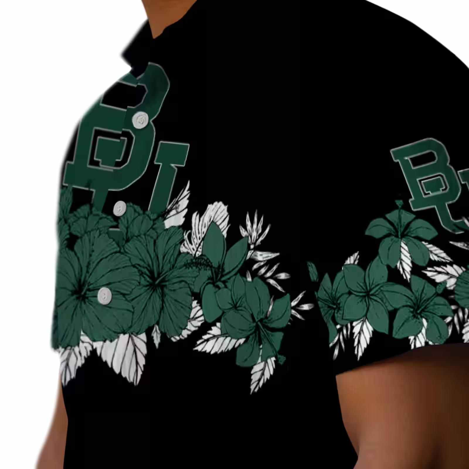 baylor bears hibiscus stripe green black hawaiian shirt trendy