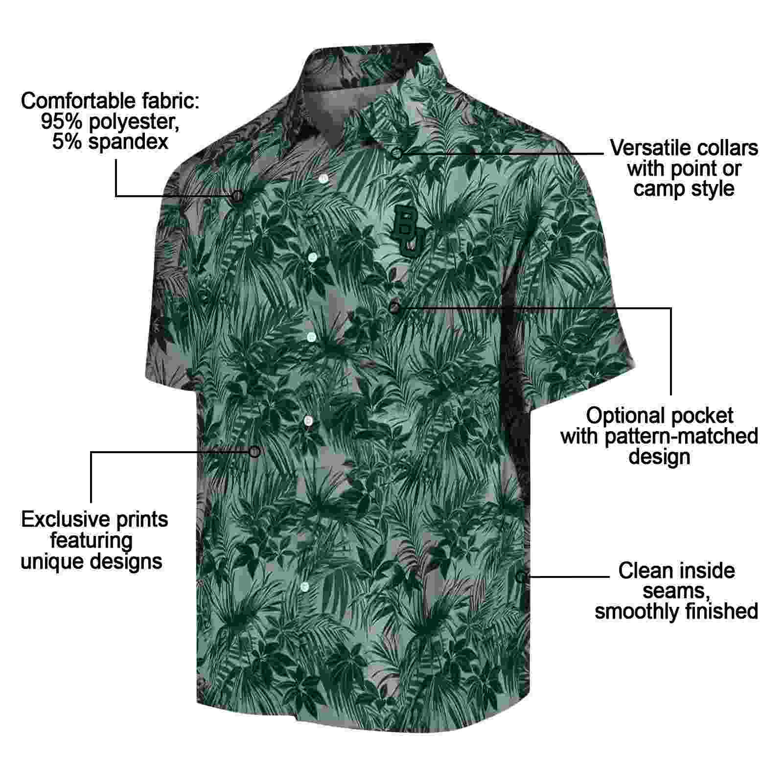 baylor bears leafy pattern green hawaiian shirt new arrival