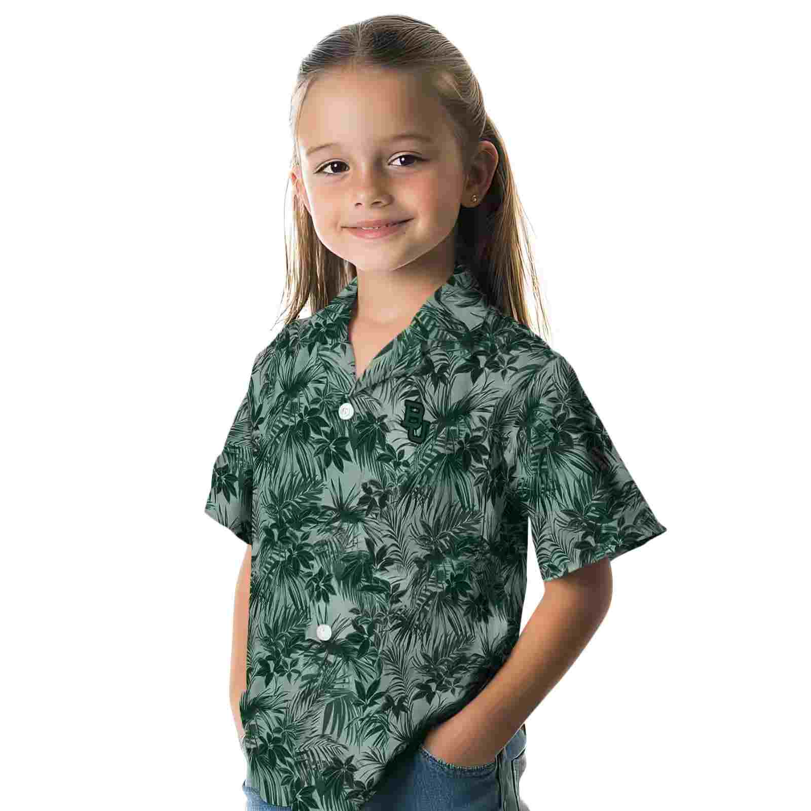 baylor bears leafy pattern green hawaiian shirt premium grade