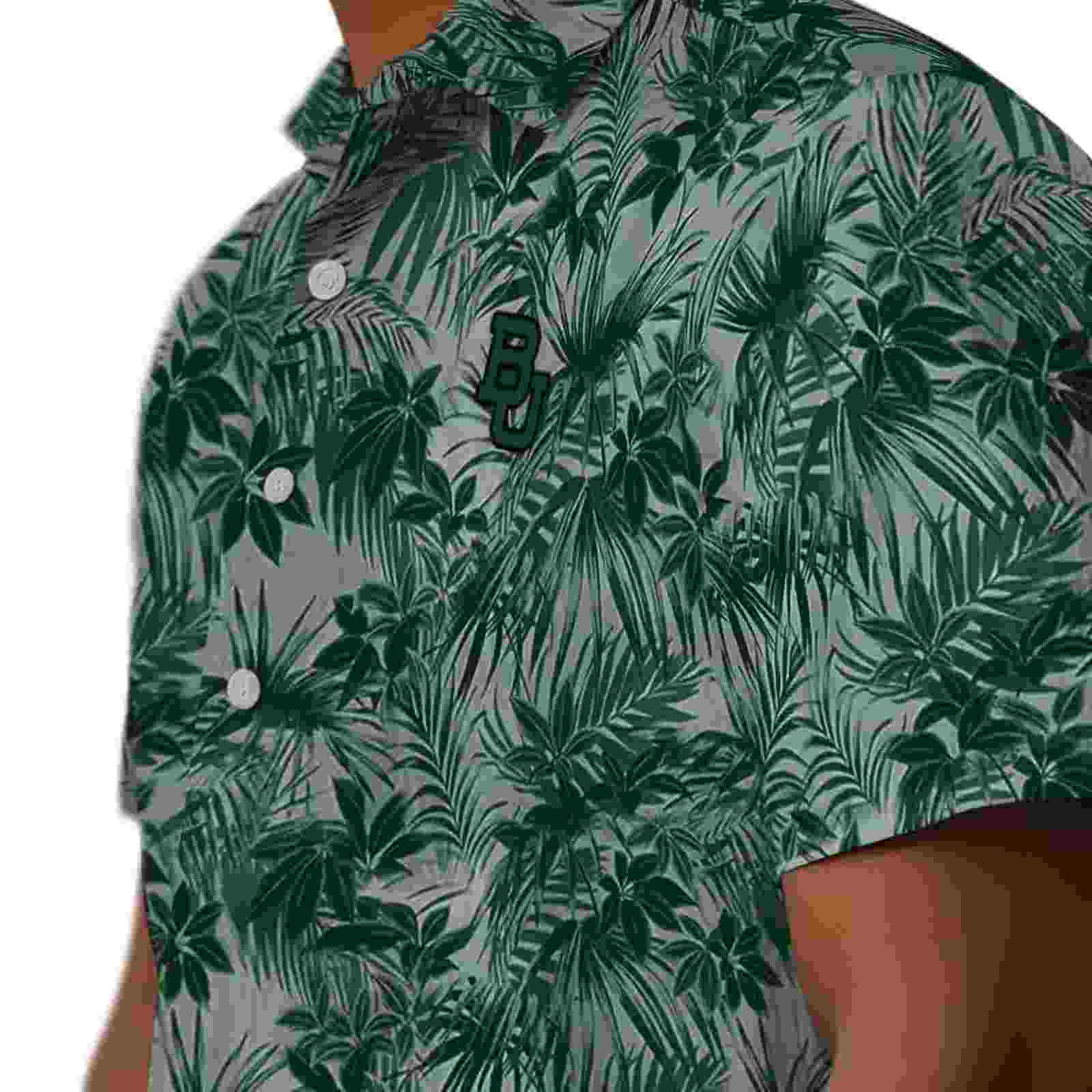 baylor bears leafy pattern green hawaiian shirt trendy