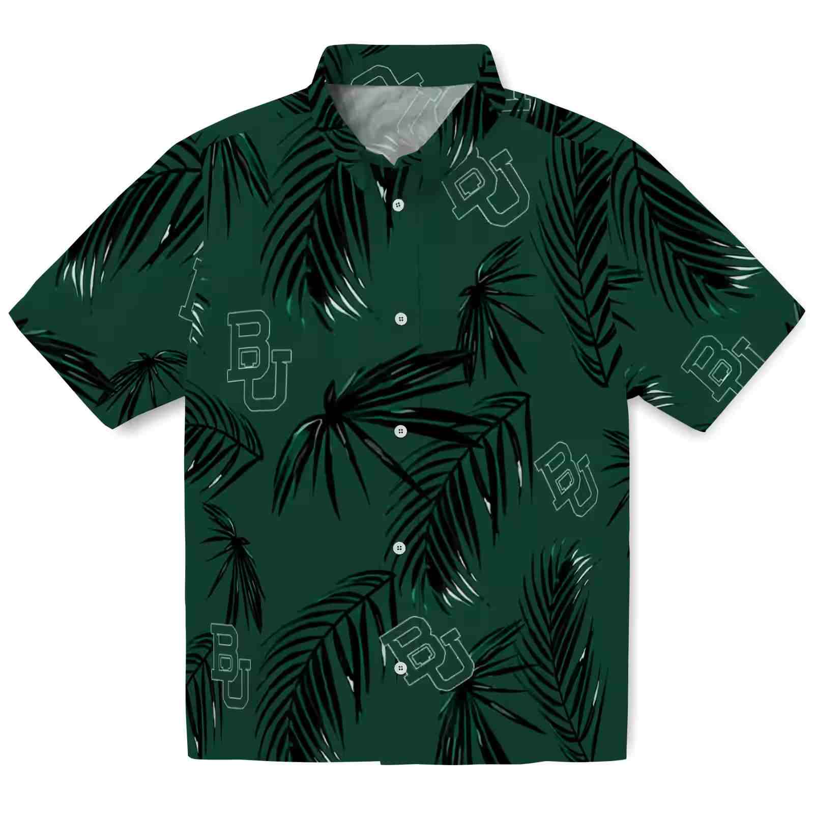 Baylor Bears Palm Leaf Green Hawaiian Shirt