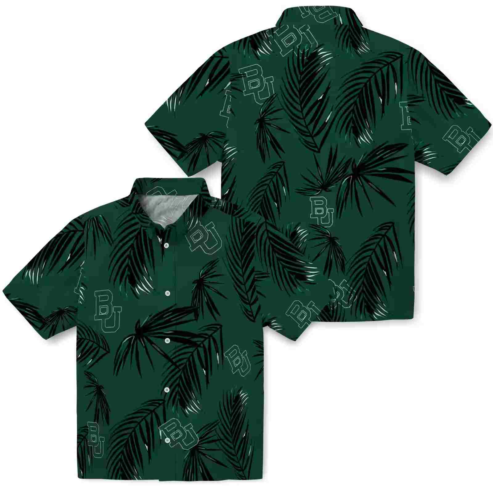 baylor bears palm leaf green hawaiian shirt high quality