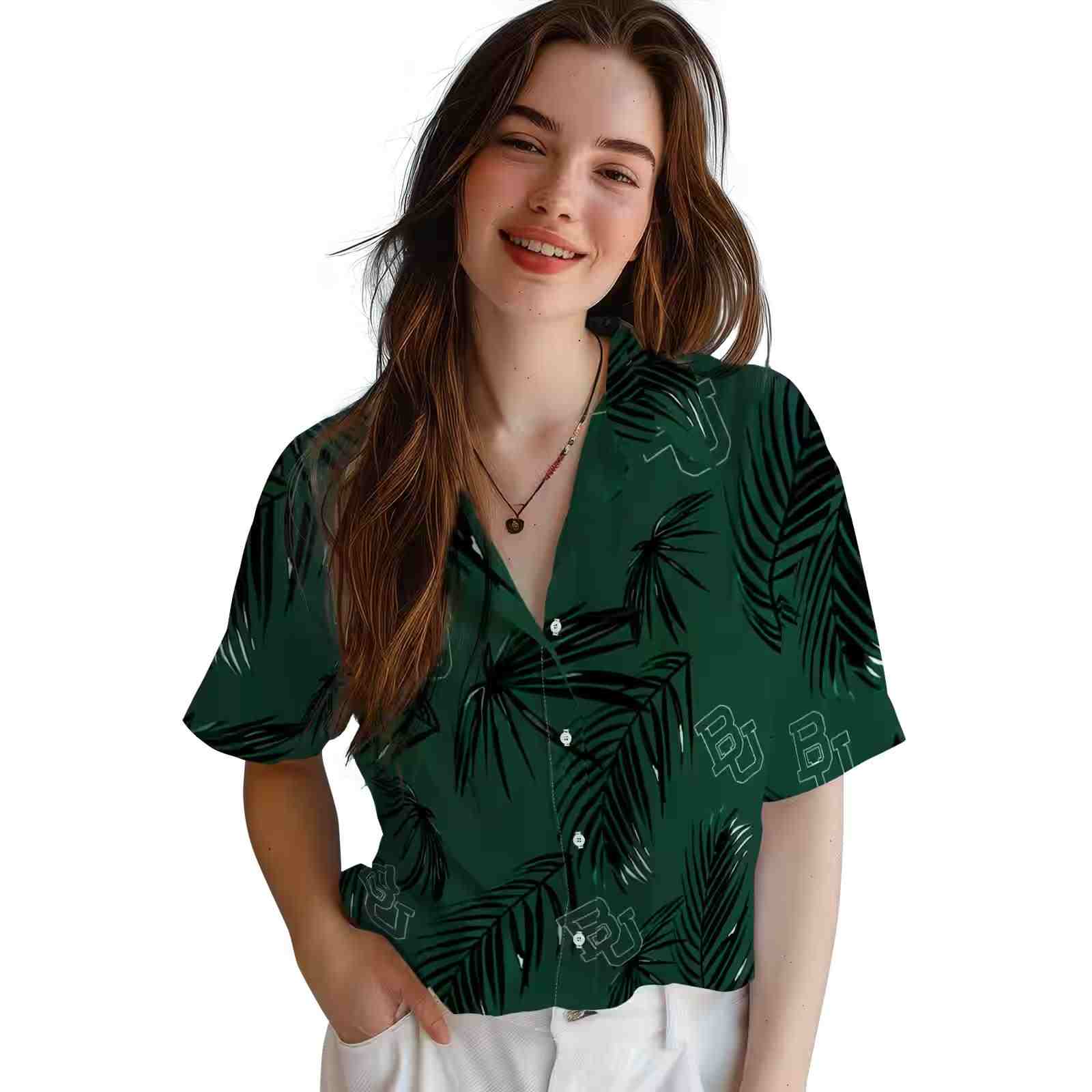 baylor bears palm leaf green hawaiian shirt latest model