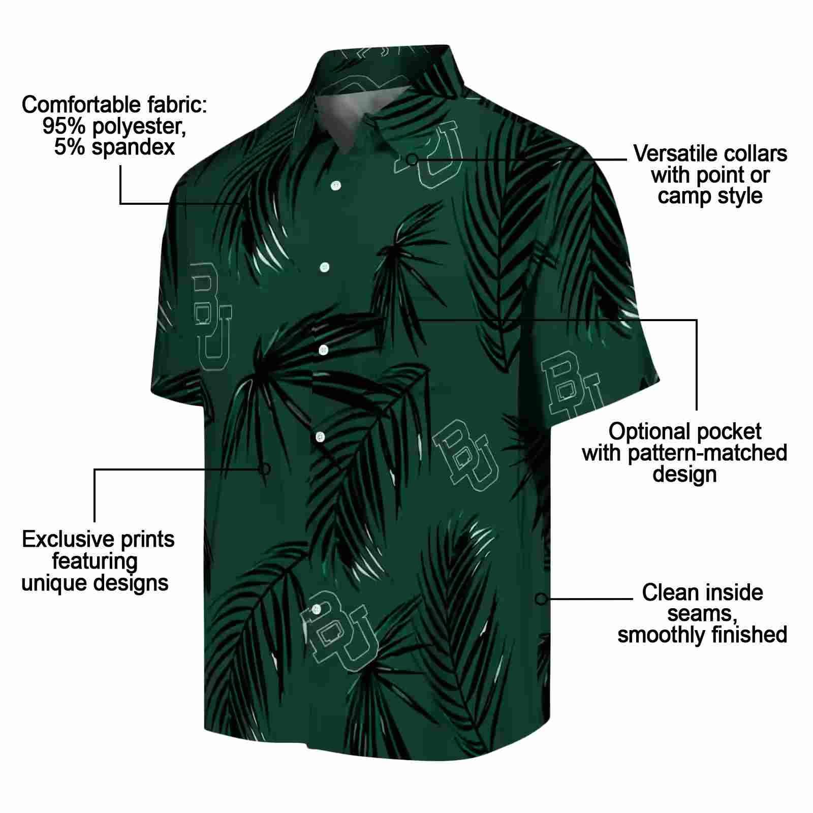 baylor bears palm leaf green hawaiian shirt new arrival