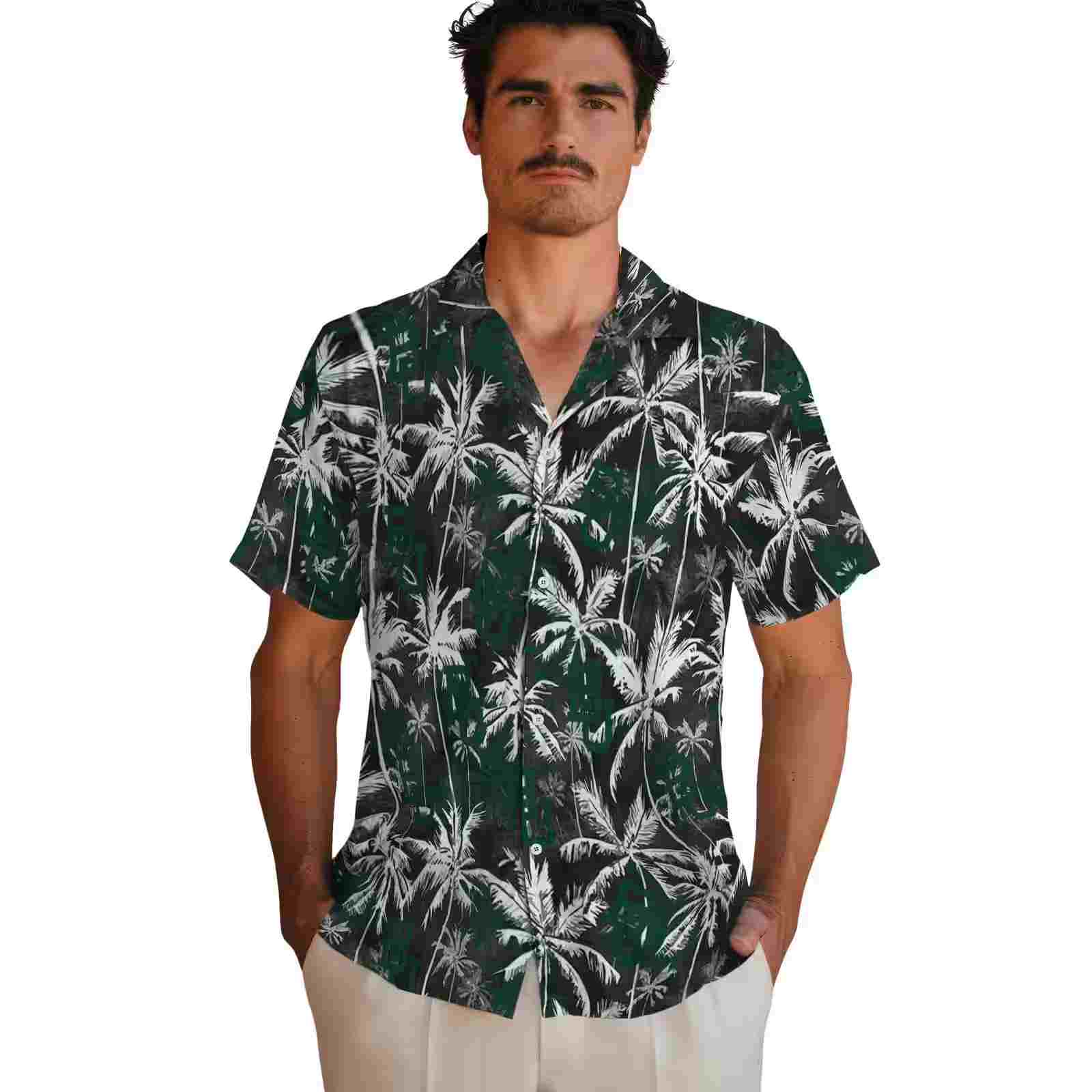 baylor bears palm pattern green black hawaiian shirt fashion forward