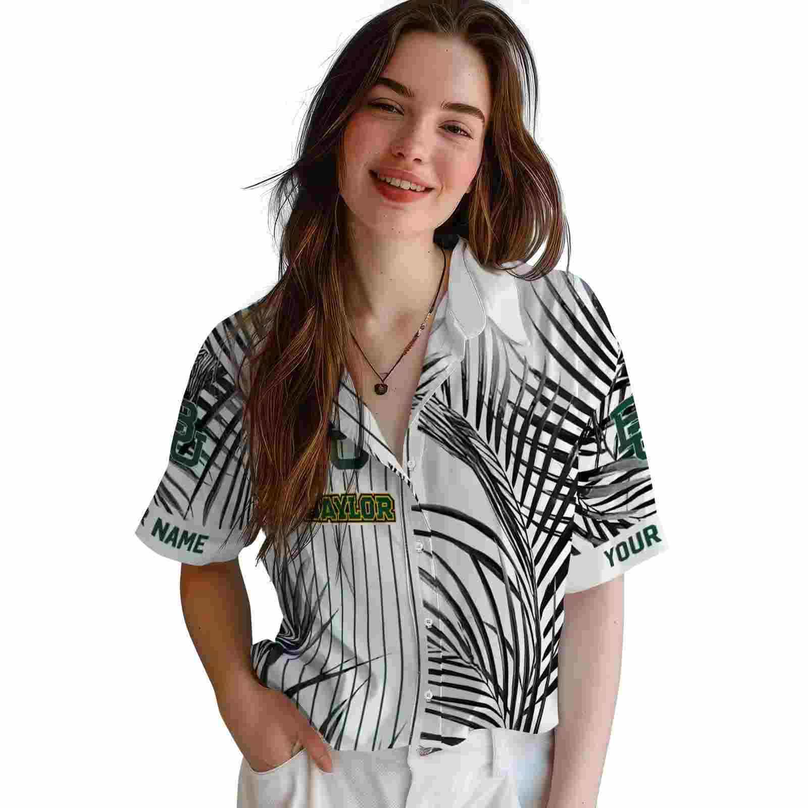 baylor bears palm stripes green black white hawaiian shirt latest model