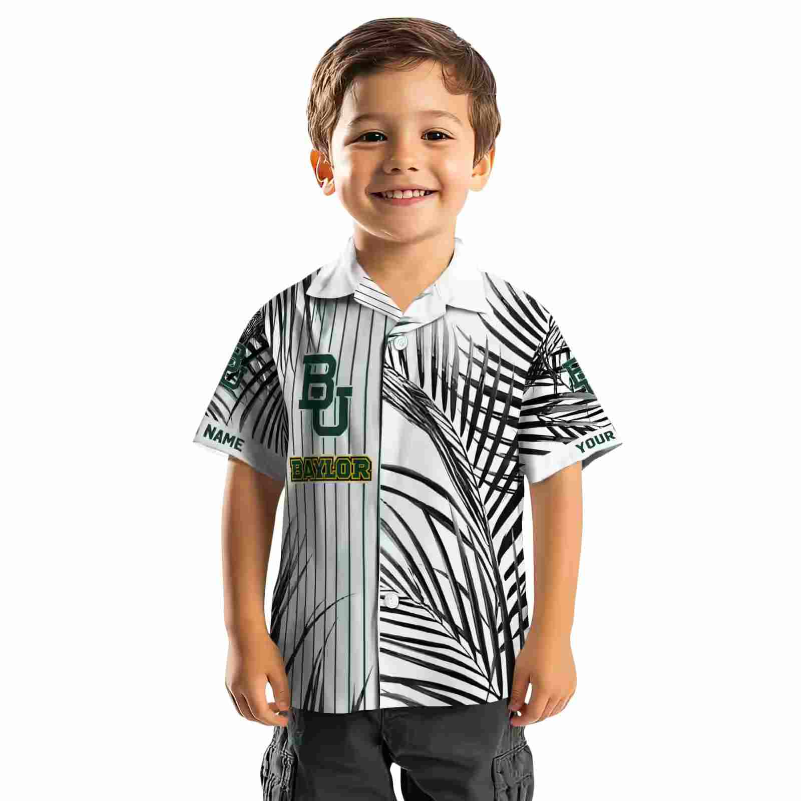 baylor bears palm stripes green black white hawaiian shirt top rated