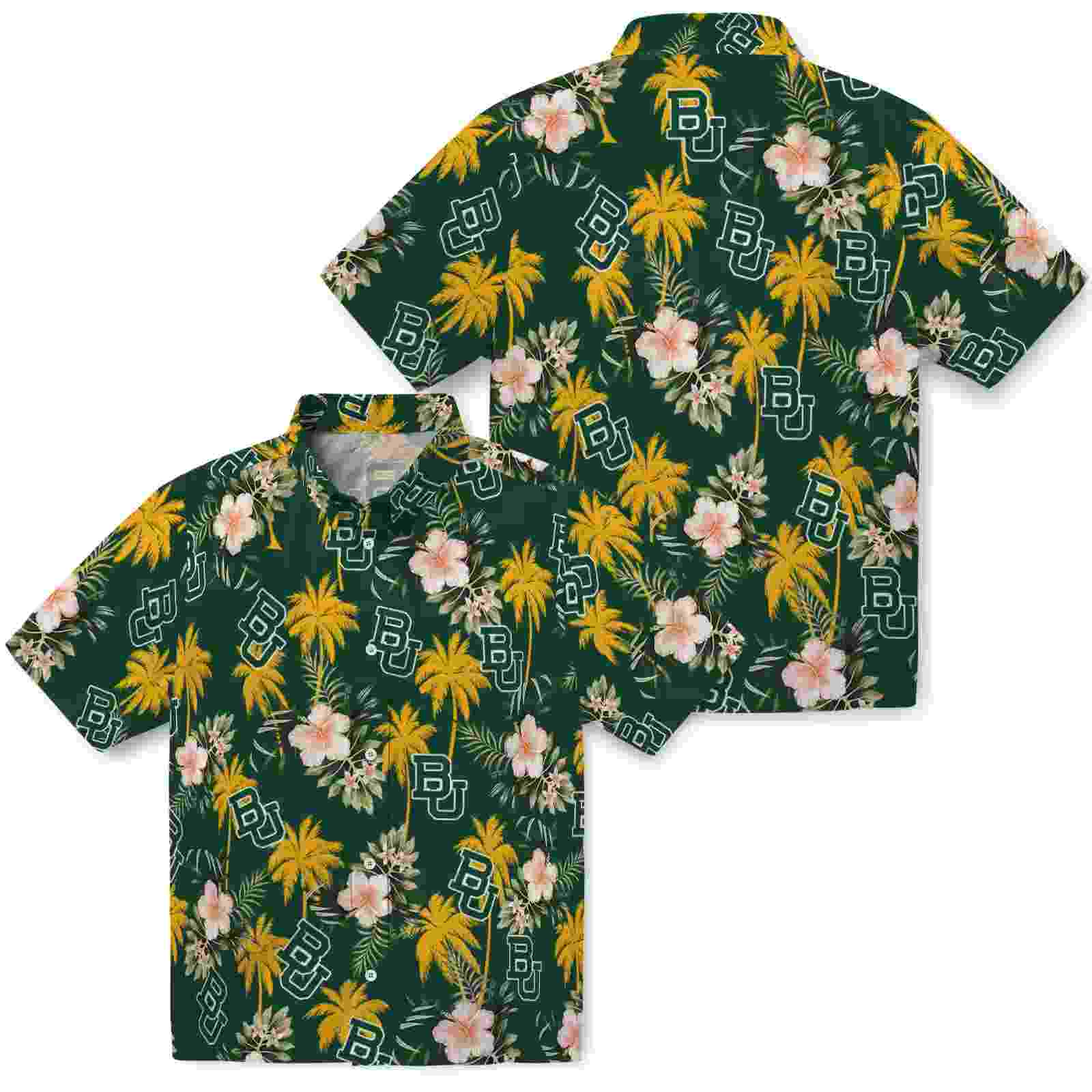 baylor bears palm tree flower green hawaiian shirt high quality