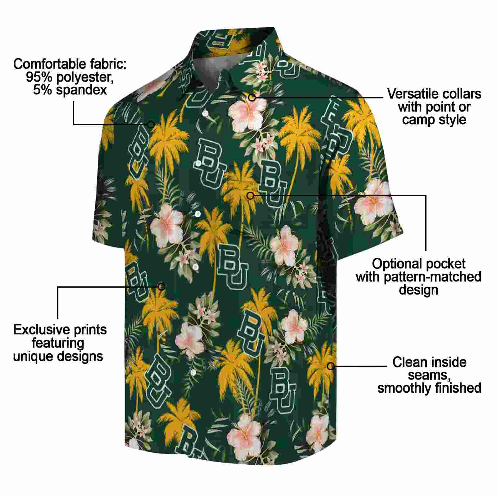 baylor bears palm tree flower green hawaiian shirt new arrival