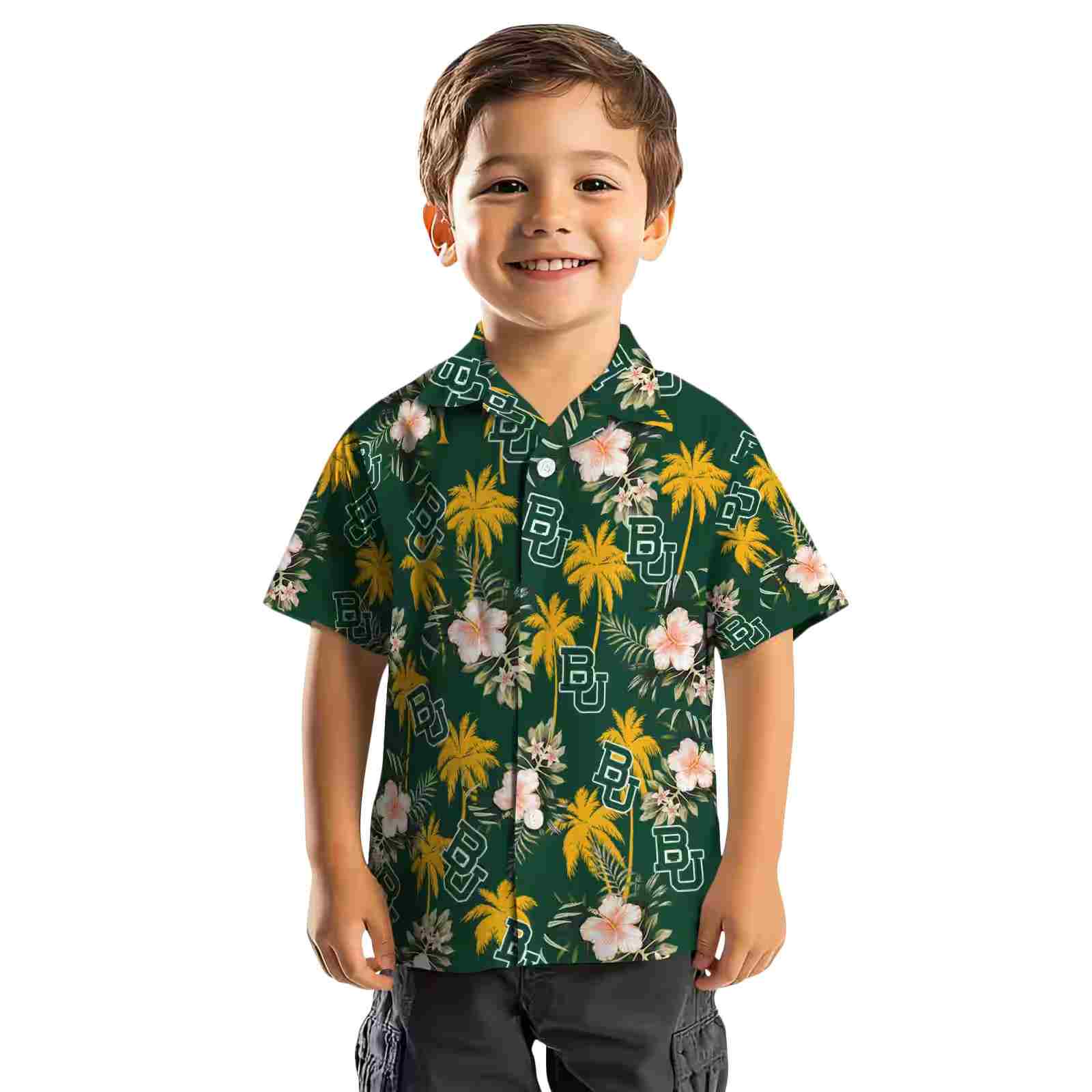 baylor bears palm tree flower green hawaiian shirt top rated