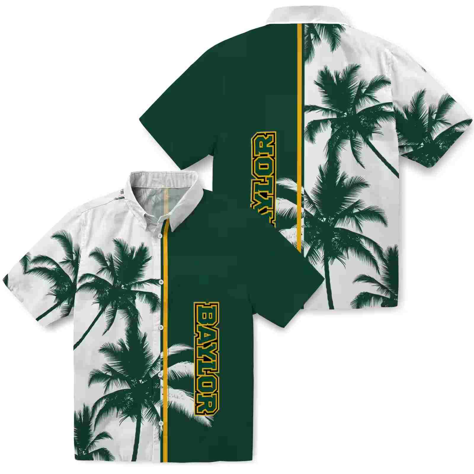 baylor bears palm trees green white hawaiian shirt high quality