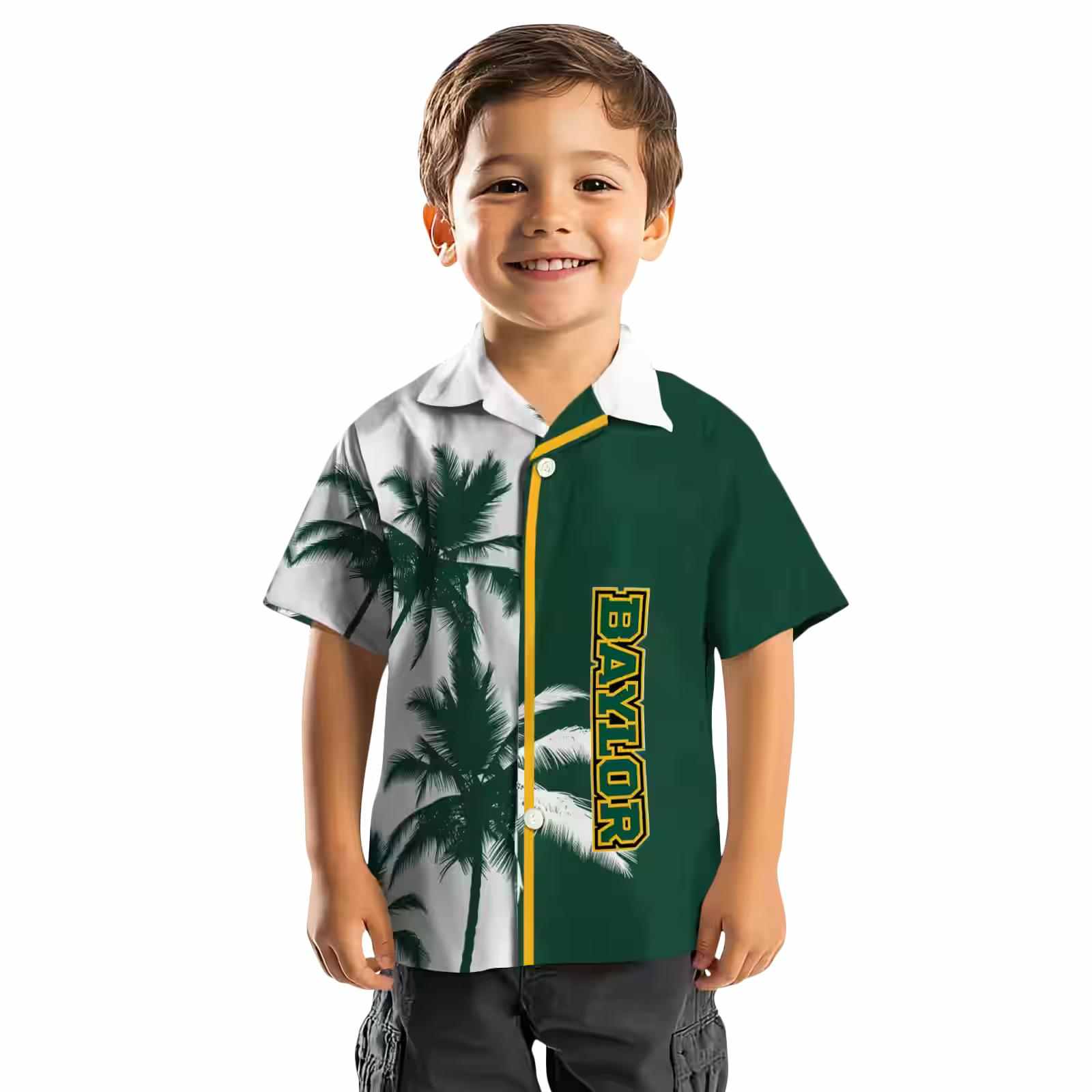 baylor bears palm trees green white hawaiian shirt top rated