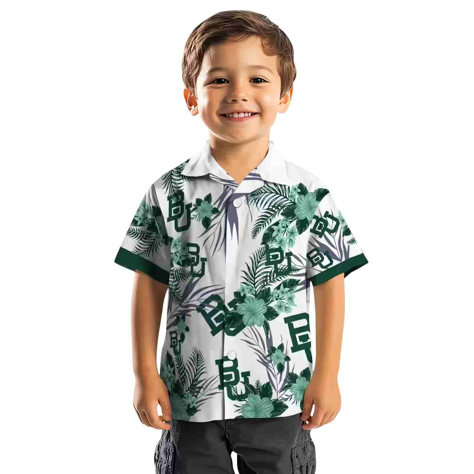 baylor bears patriotic hibiscus design green white hawaiian shirt top rated