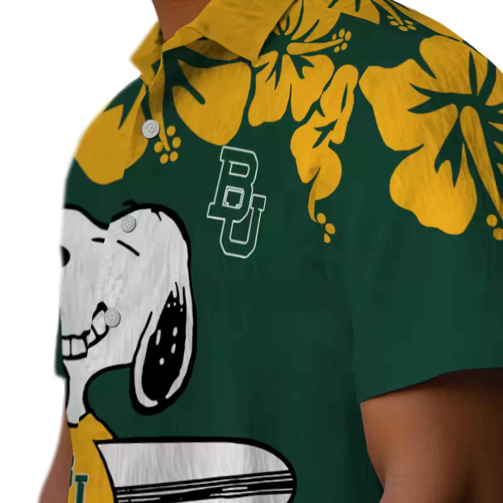 baylor bears snoopy surf green white hawaiian shirt trendy