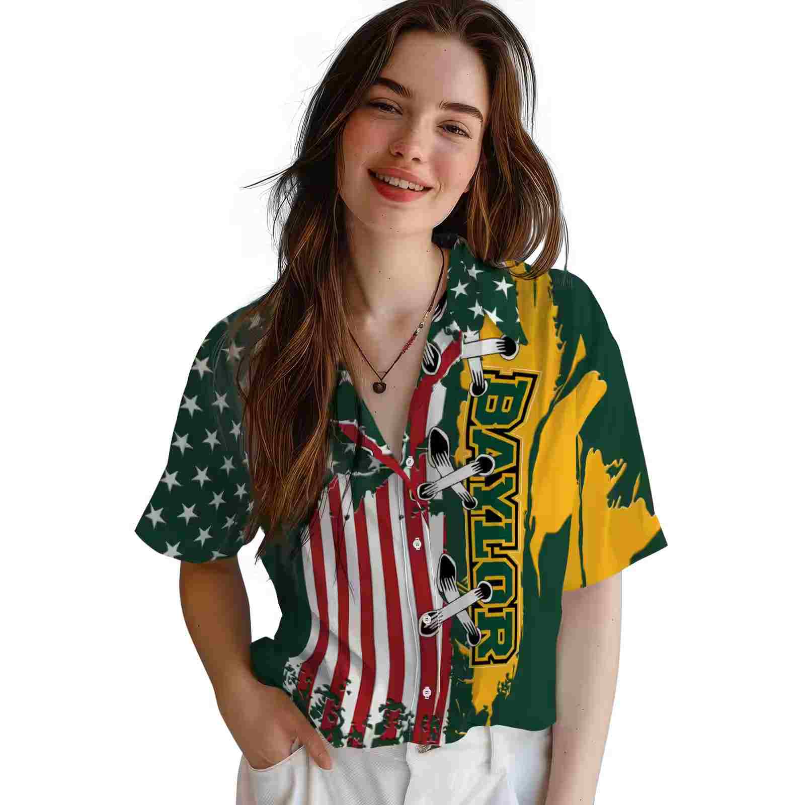 baylor bears stitched flag green hawaiian shirt latest model