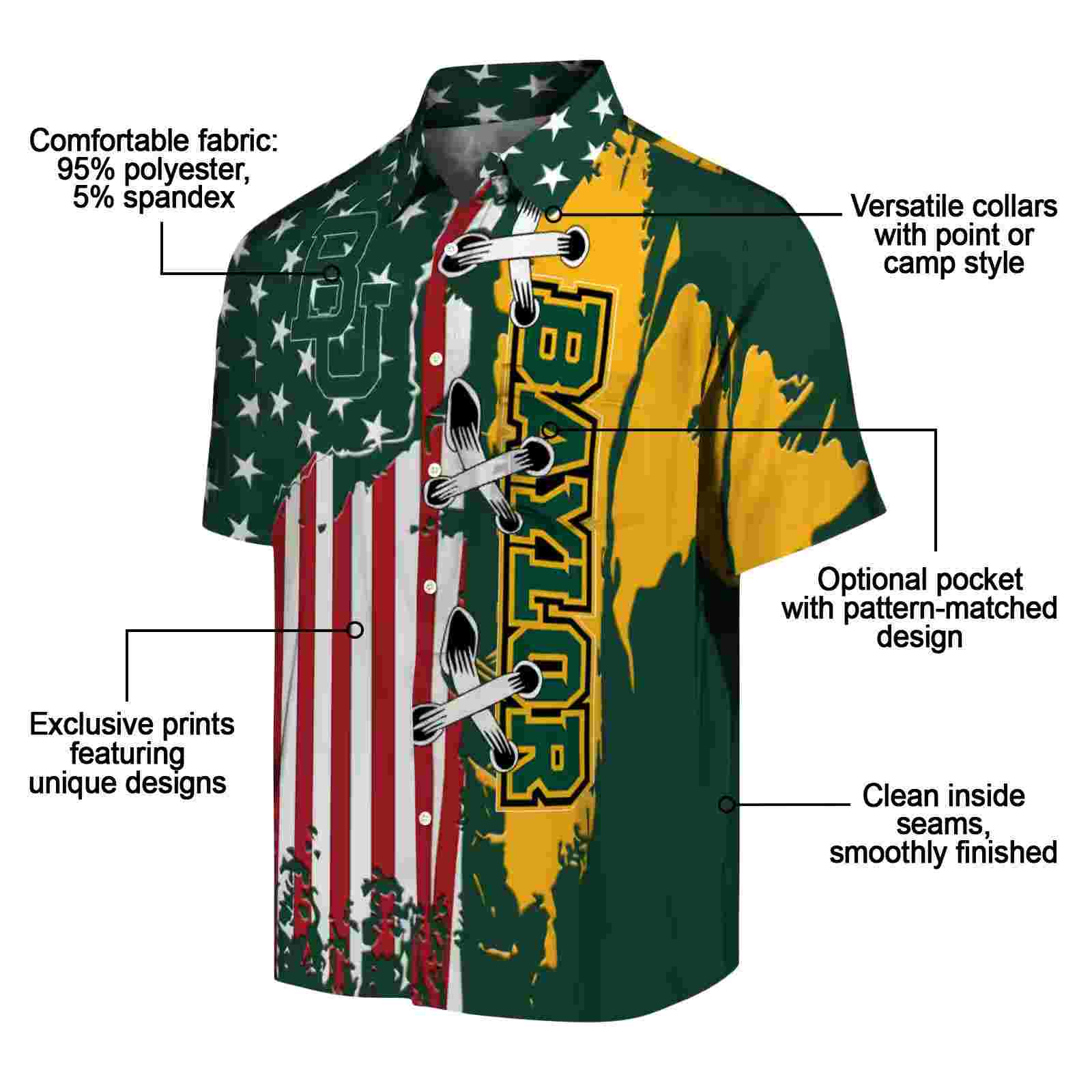 baylor bears stitched flag green hawaiian shirt new arrival