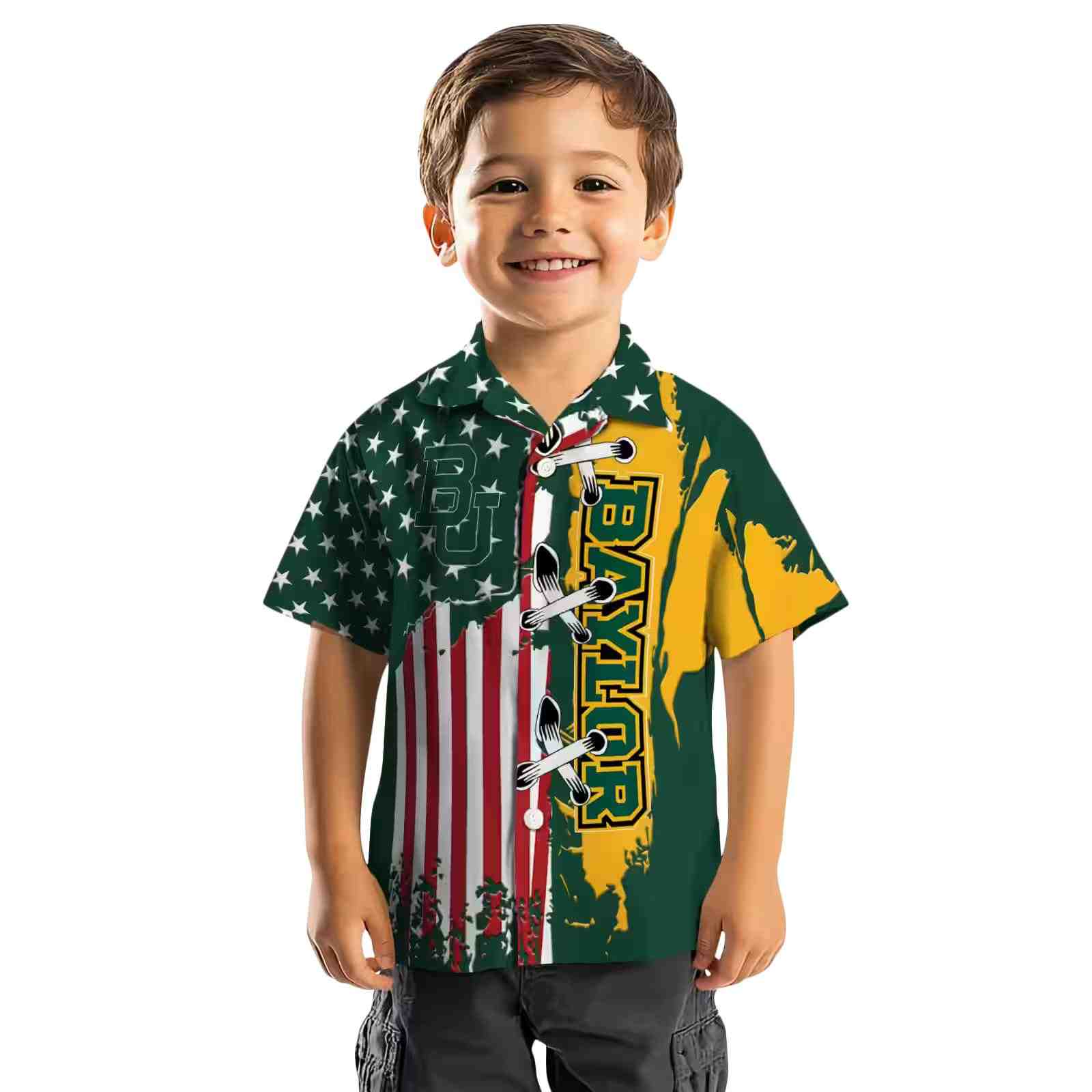 baylor bears stitched flag green hawaiian shirt top rated