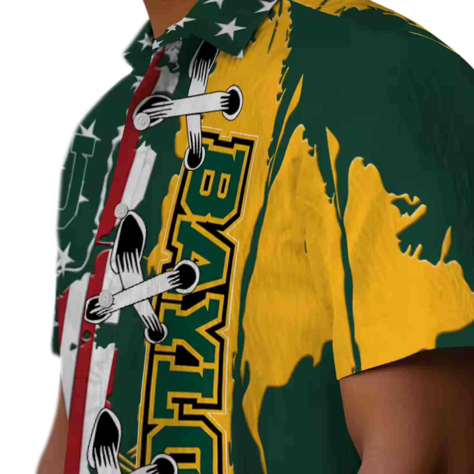 baylor bears stitched flag green hawaiian shirt trendy