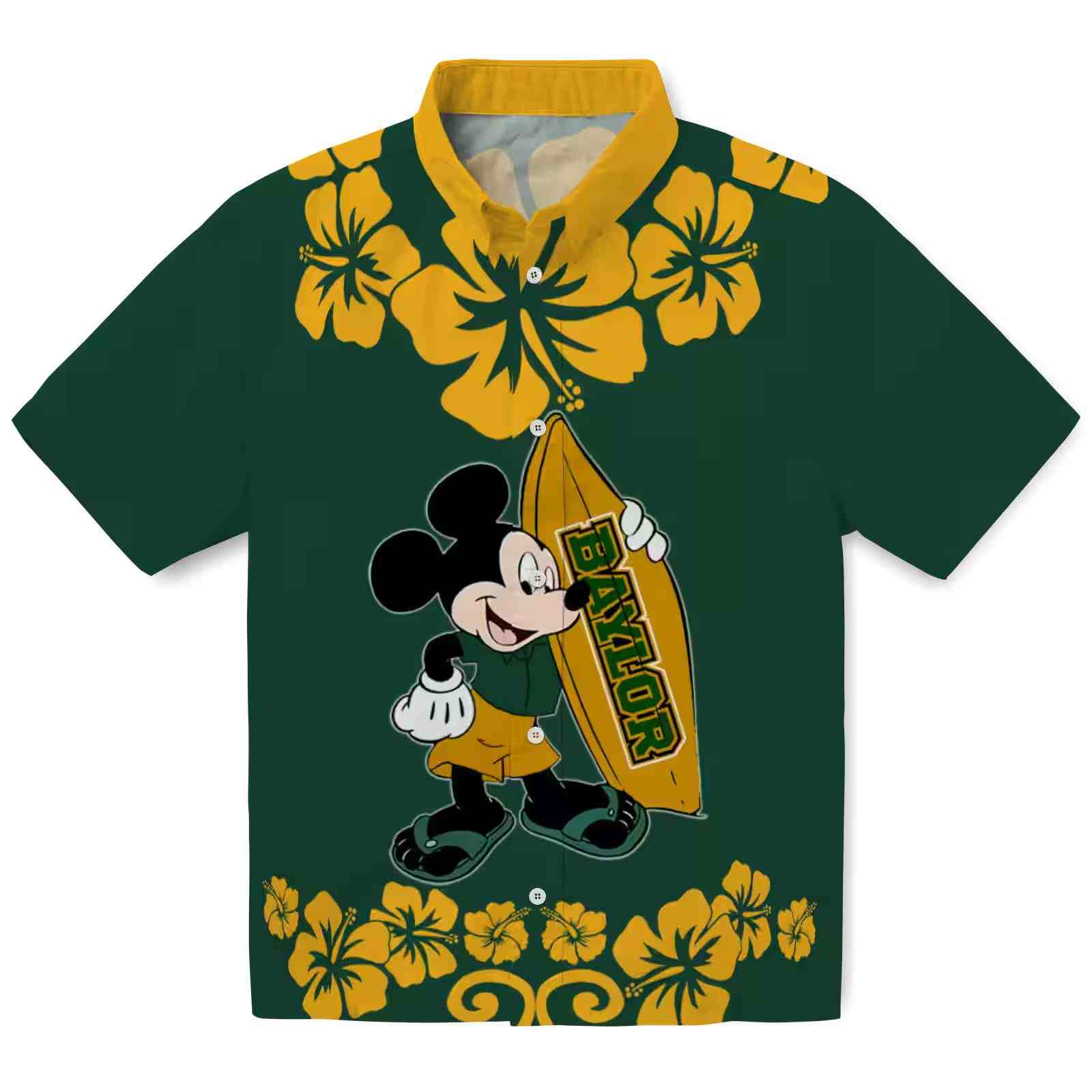 Baylor Bears Surfing Mickey Green Hawaiian Shirt