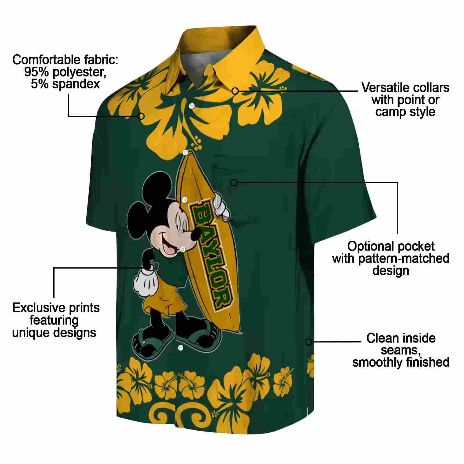 baylor bears surfing mickey green hawaiian shirt new arrival