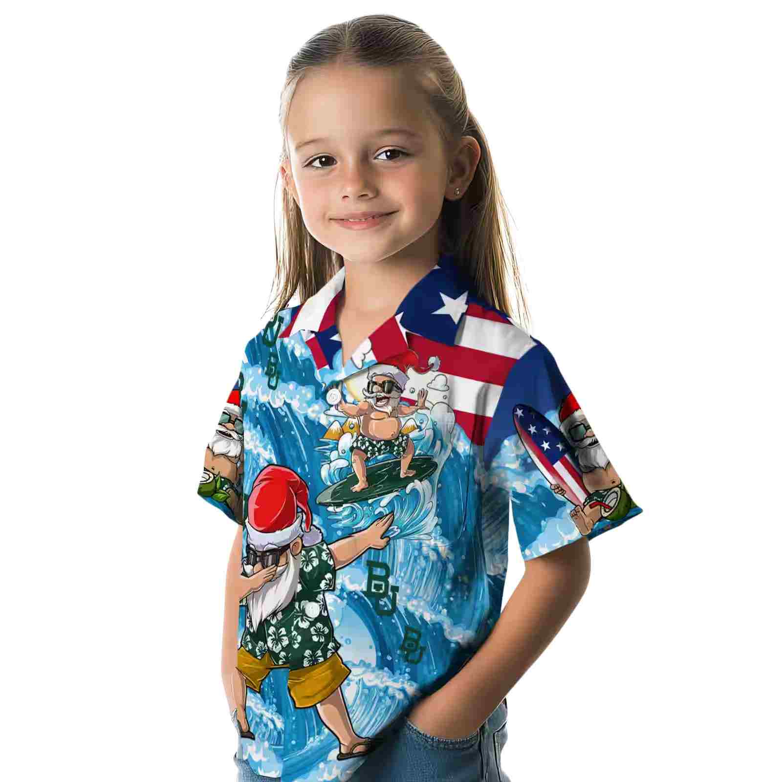 baylor bears surfing santa blue hawaiian shirt premium grade