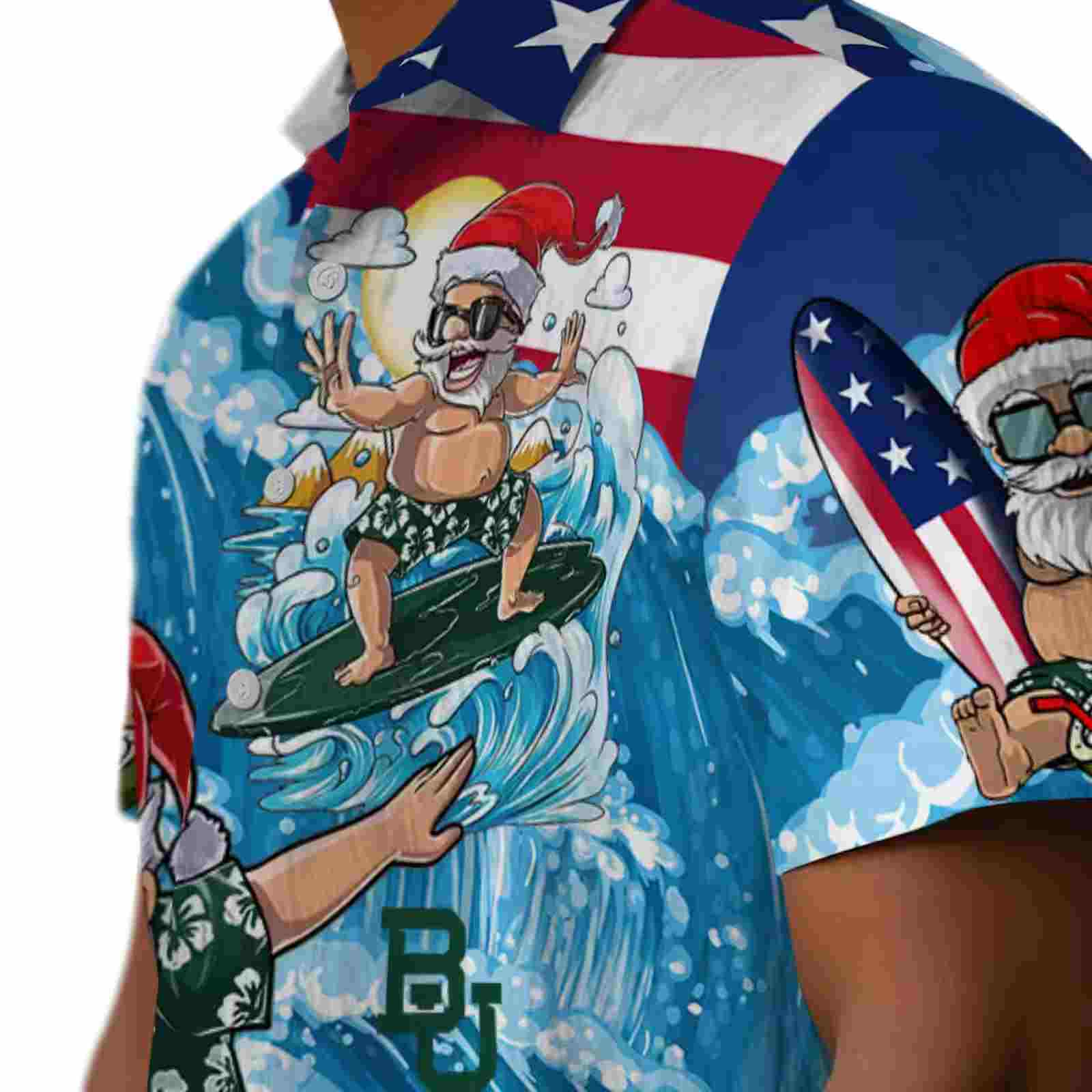 baylor bears surfing santa blue hawaiian shirt trendy