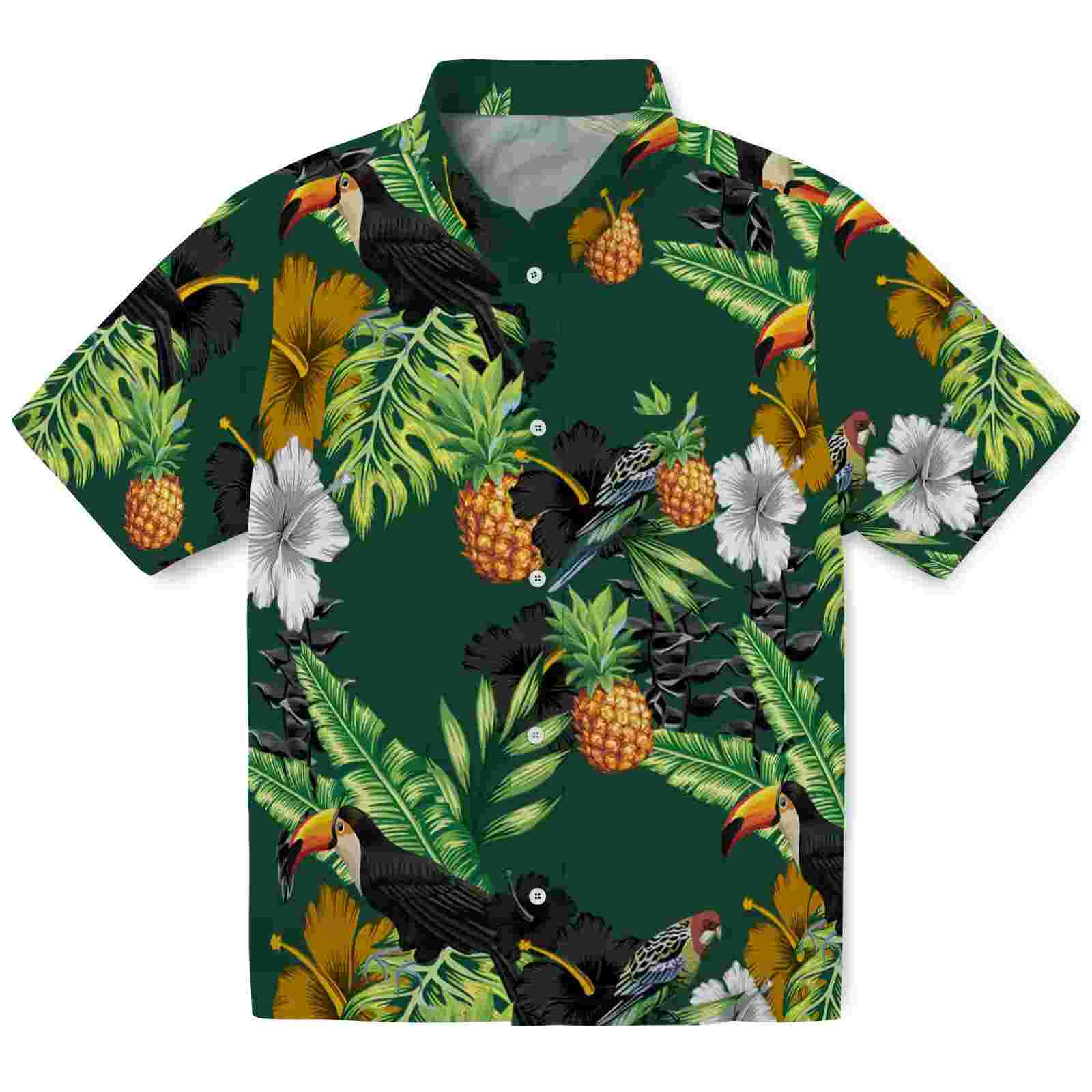 Baylor Bears Toucan Hibiscus Pineapple Green Hawaiian Shirt