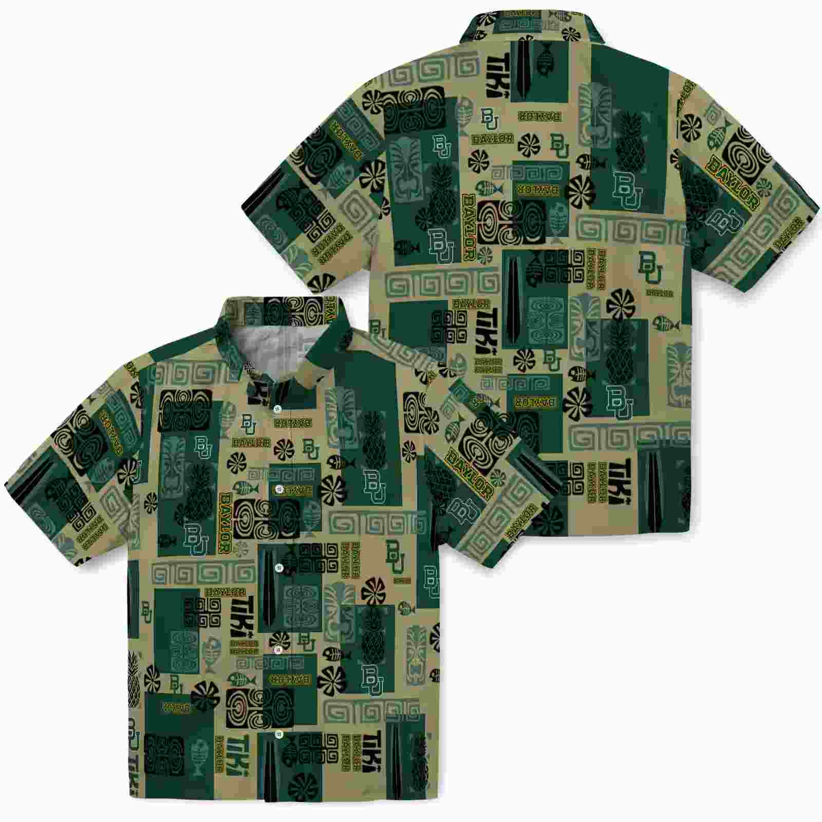 baylor bears tribal symbols green hawaiian shirt high quality