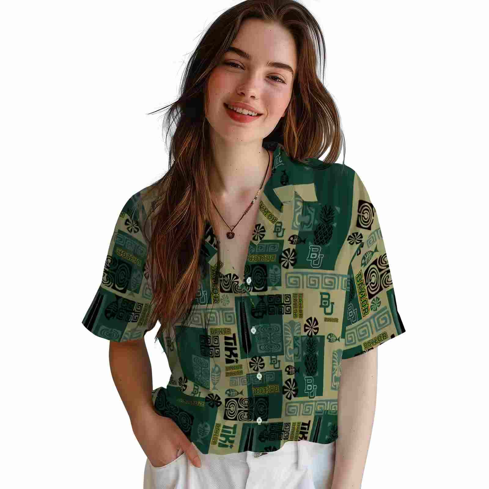 baylor bears tribal symbols green hawaiian shirt latest model