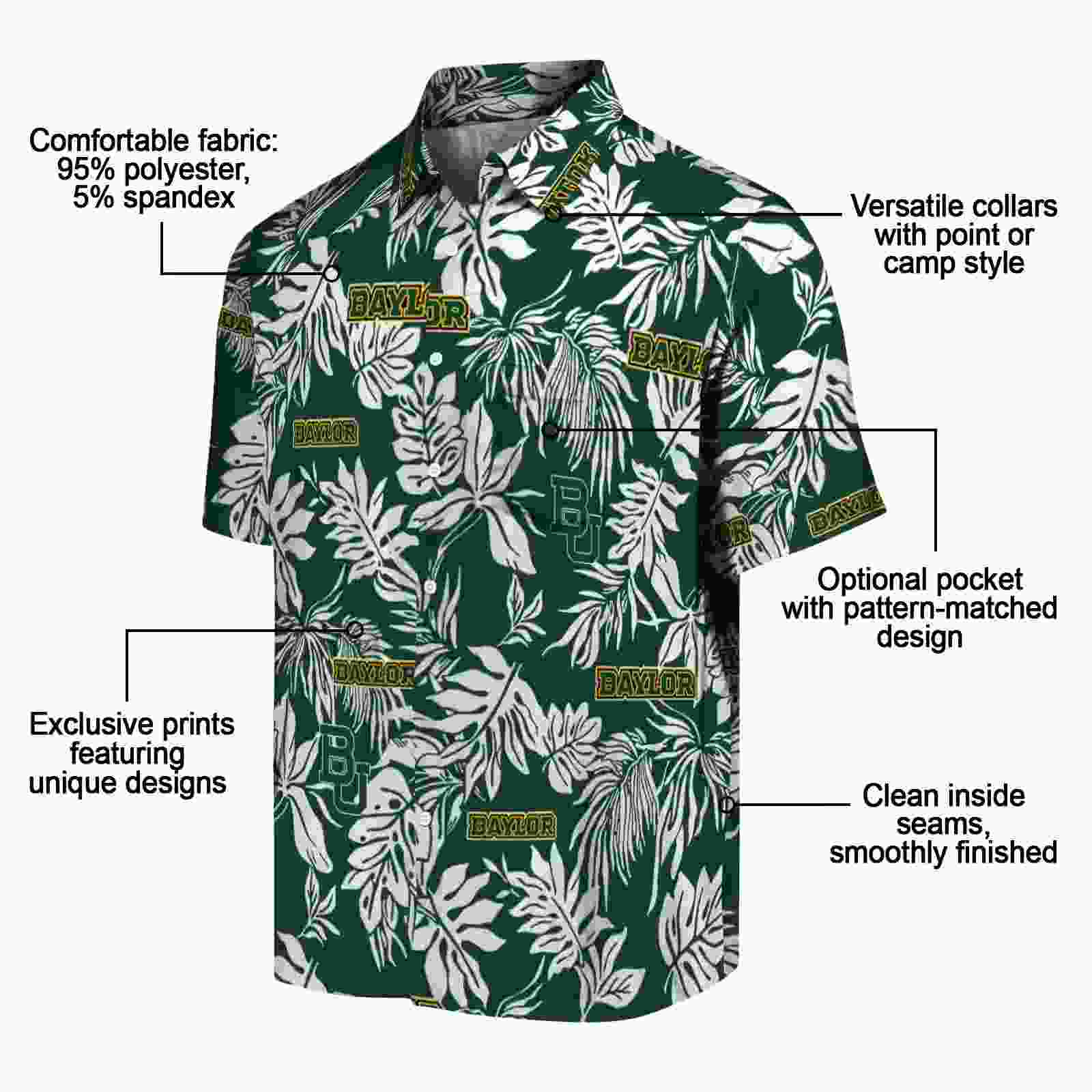 baylor bears tropical leaf green white hawaiian shirt new arrival