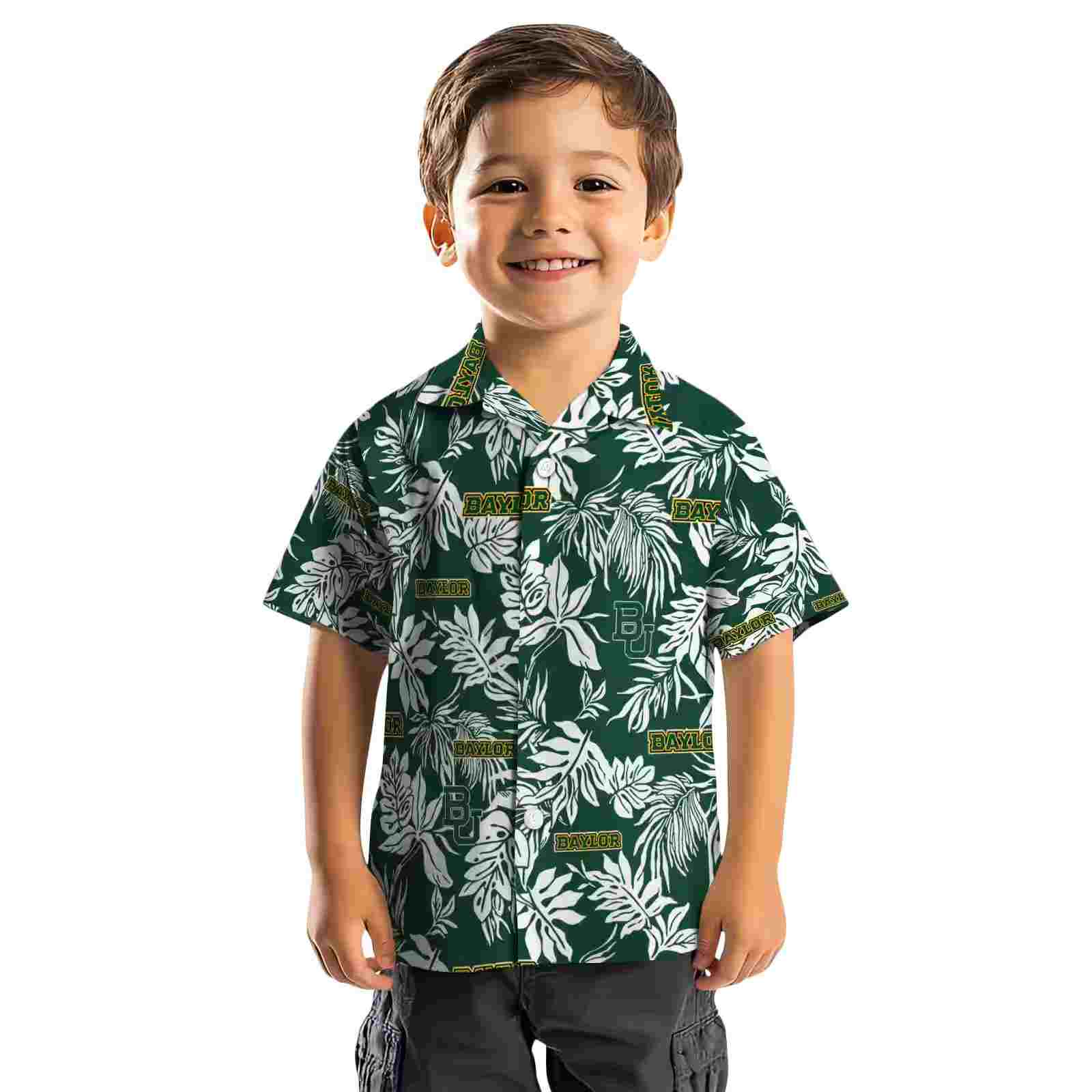 baylor bears tropical leaf green white hawaiian shirt top rated