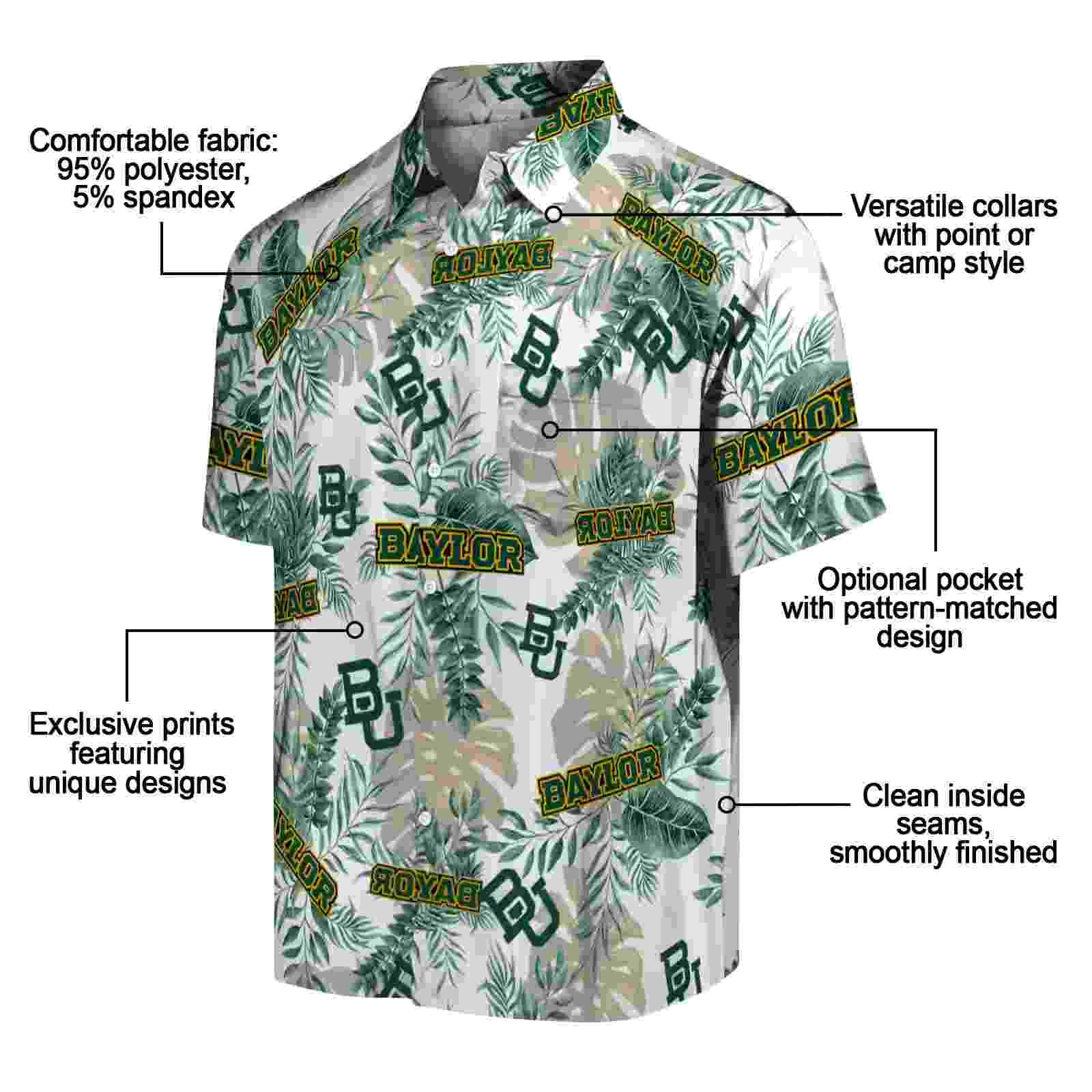 baylor bears tropical leaves green white hawaiian shirt new arrival