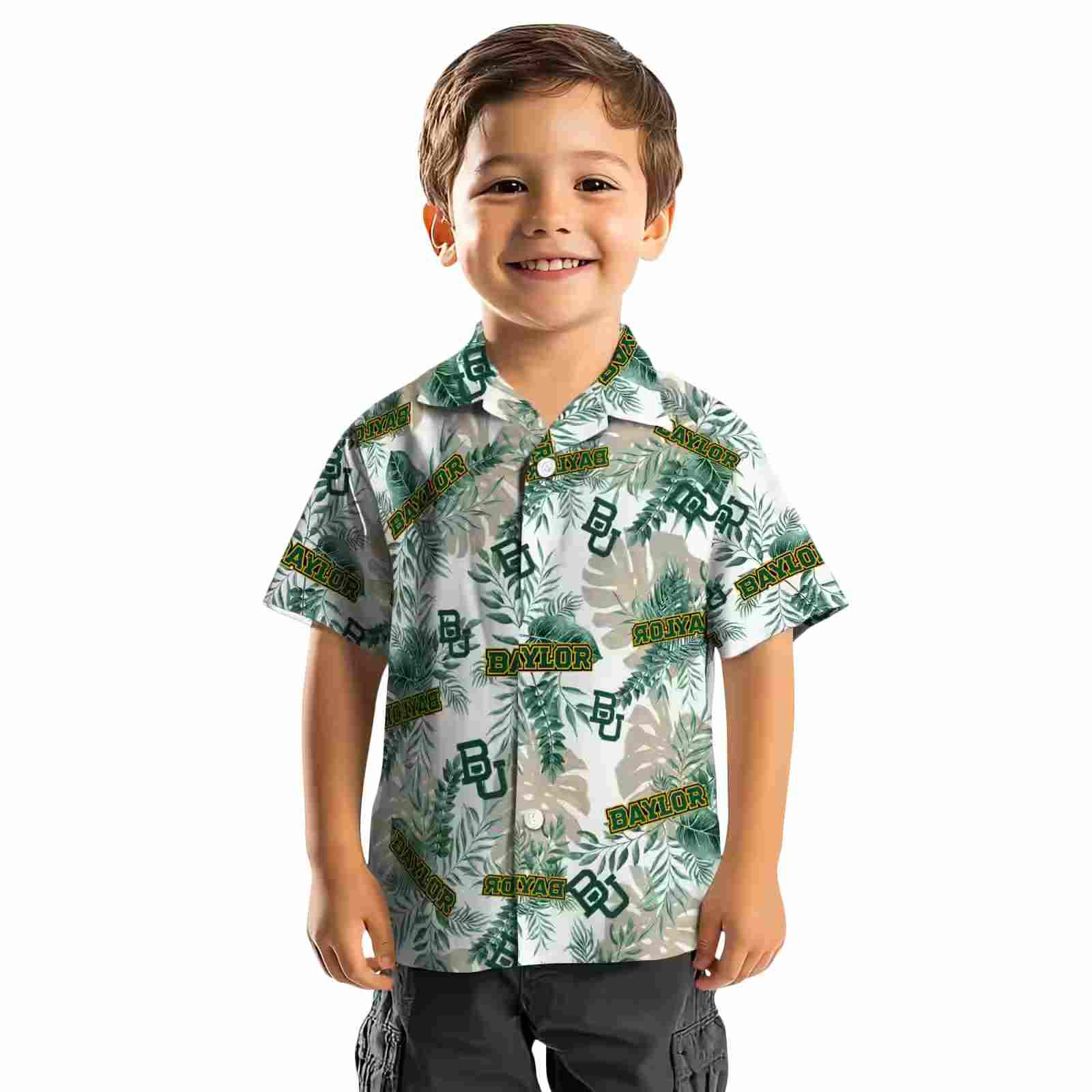 baylor bears tropical leaves green white hawaiian shirt top rated