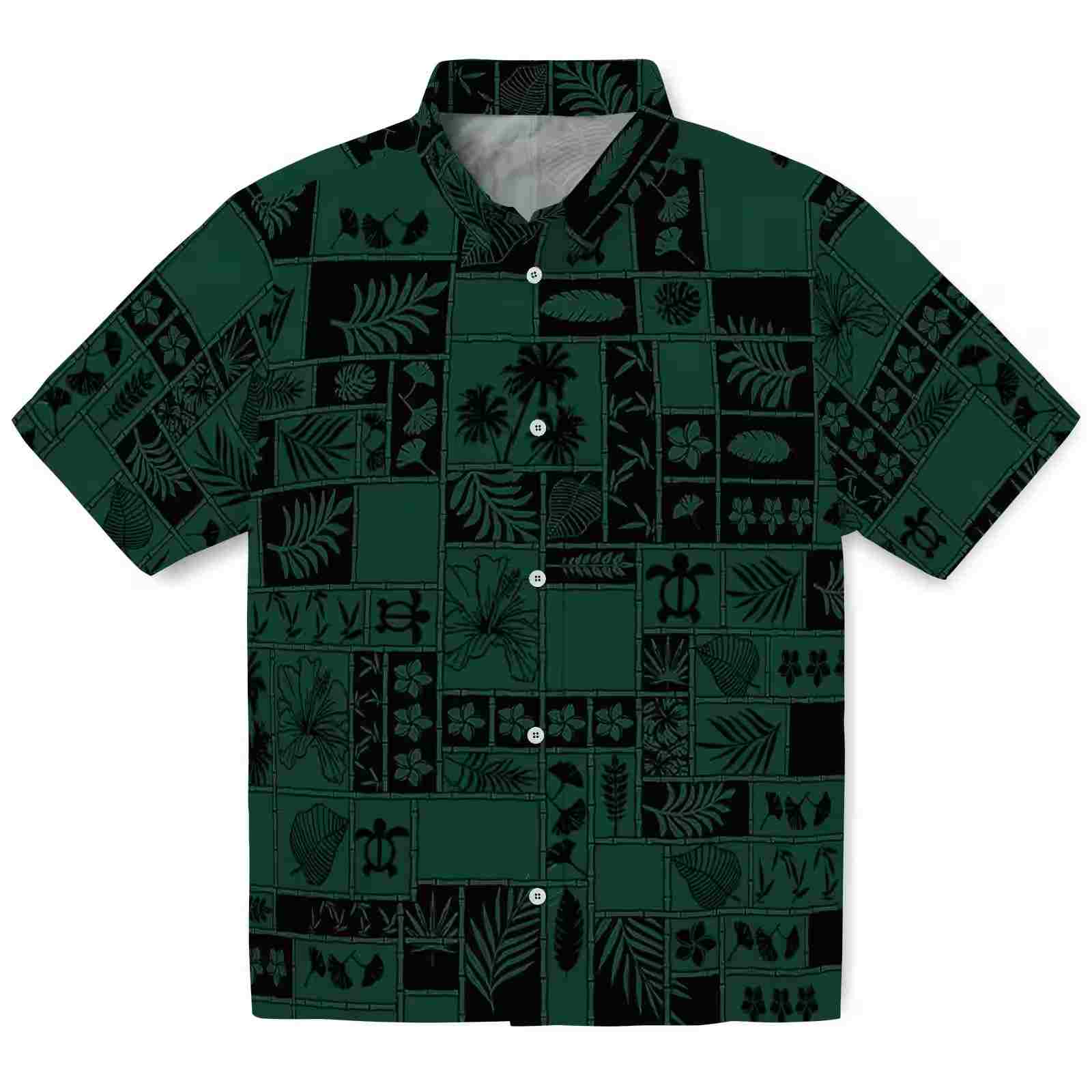 Baylor Bears Tropical Patchwork Green Black Hawaiian Shirt