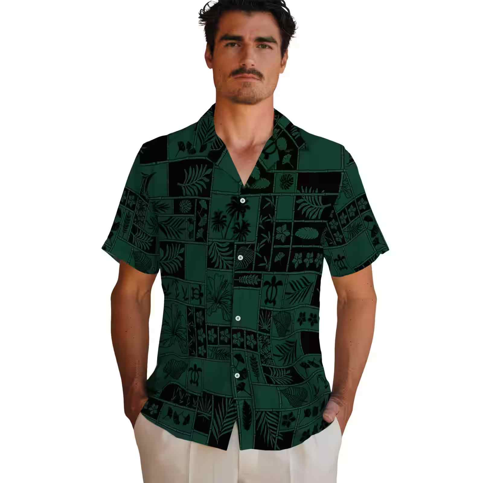 baylor bears tropical patchwork green black hawaiian shirt fashion forward