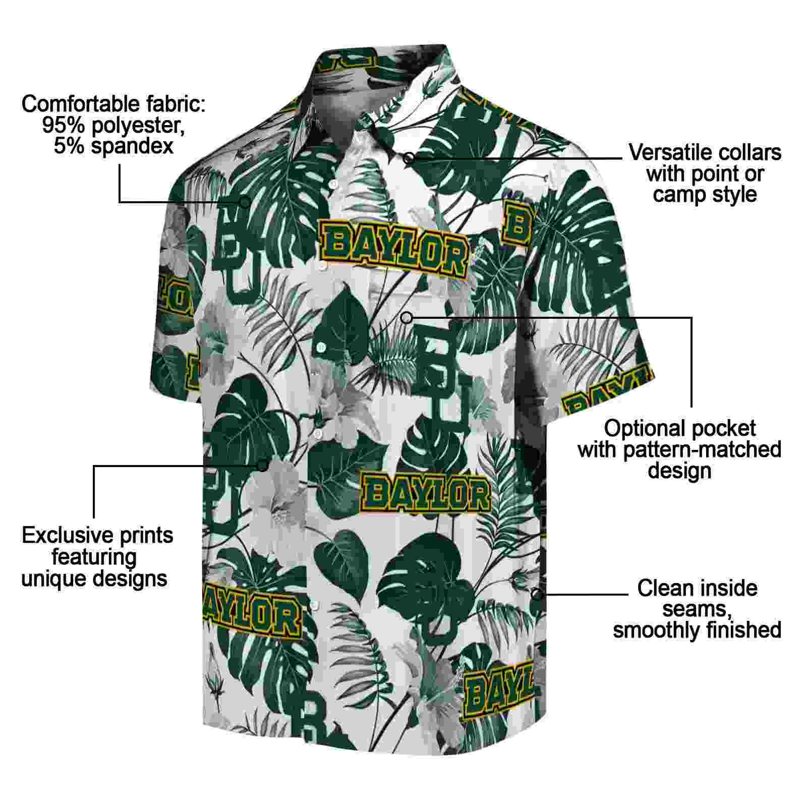 baylor bears tropical plants green white hawaiian shirt new arrival