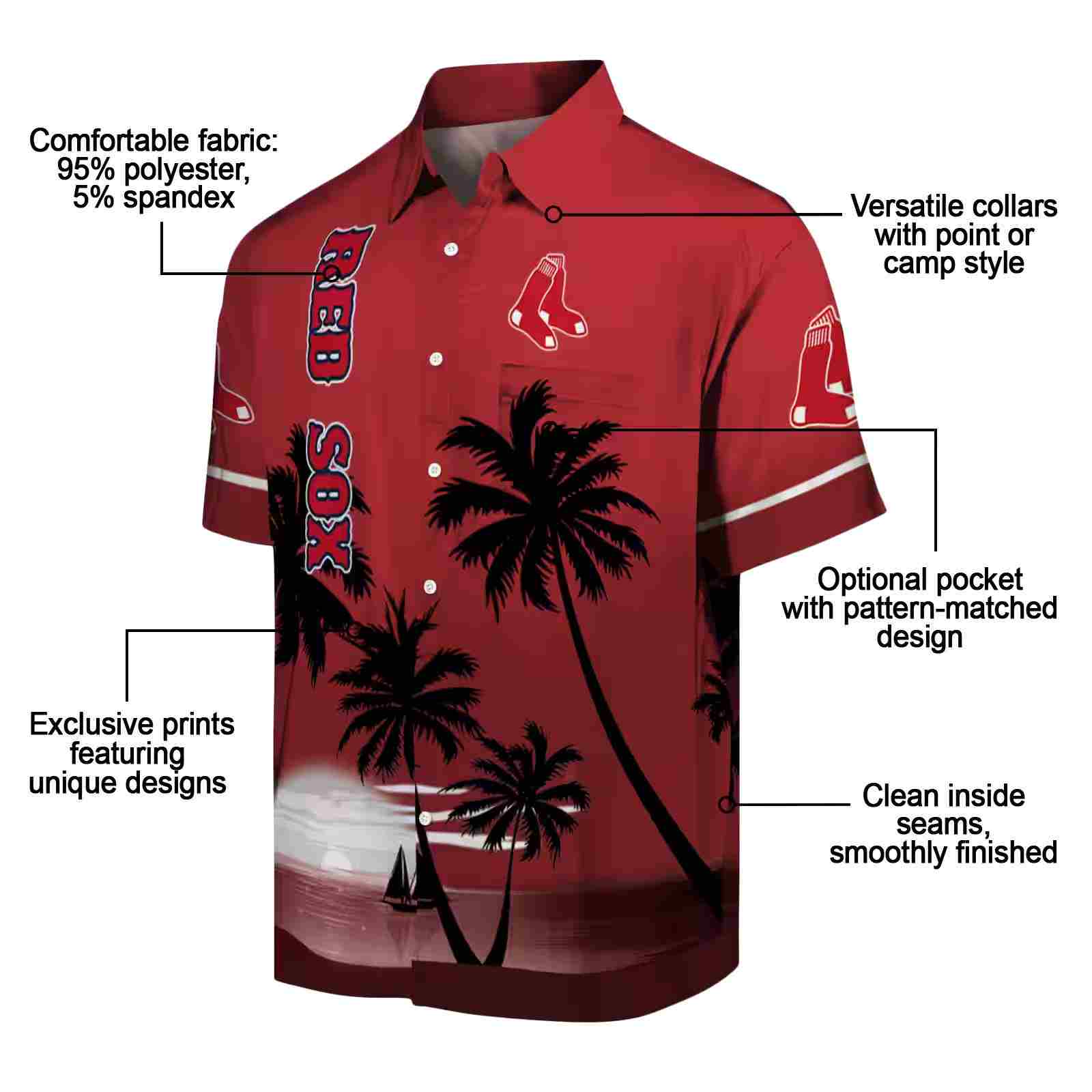 boston red sox beach sunset red black hawaiian shirt new arrival