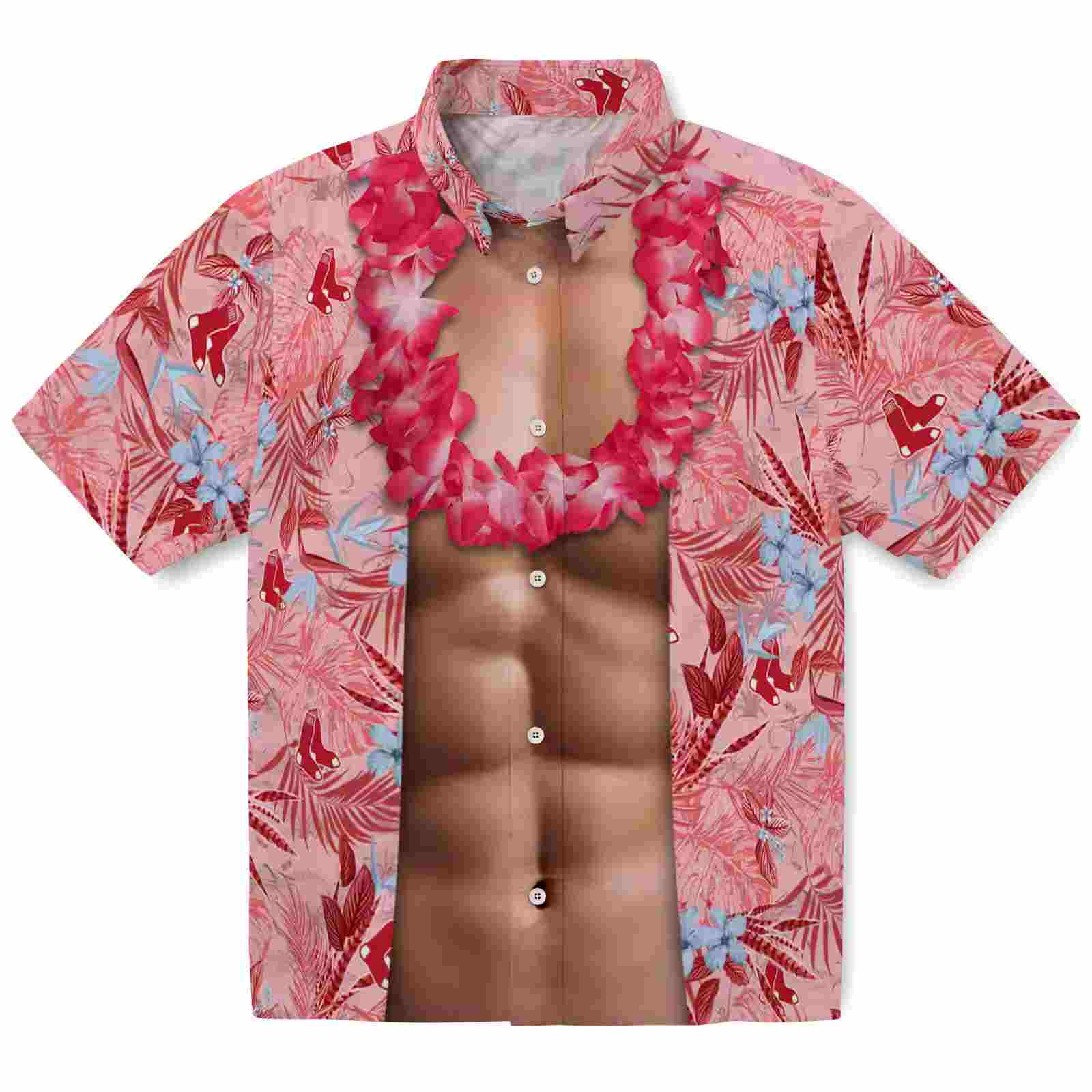 Boston Red Sox Chest Illusion Red Hawaiian Shirt