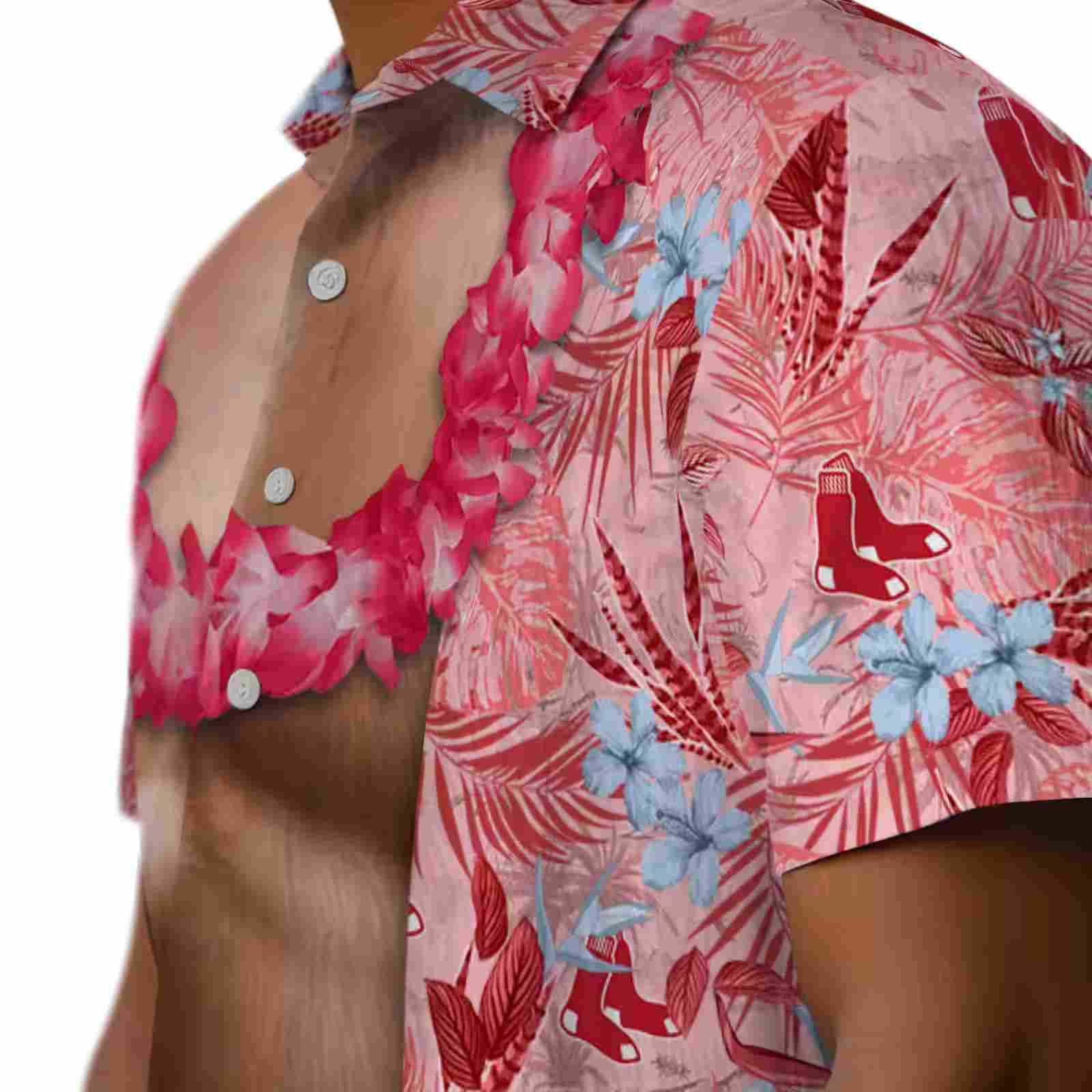 boston red sox chest illusion red hawaiian shirt trendy