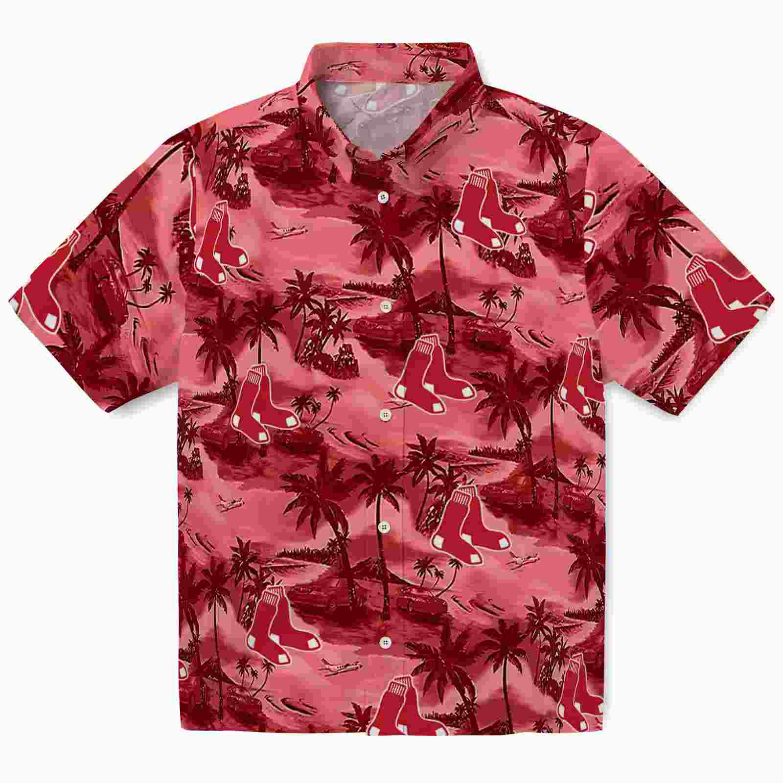 Boston Red Sox Coastal Palms Red Hawaiian Shirt